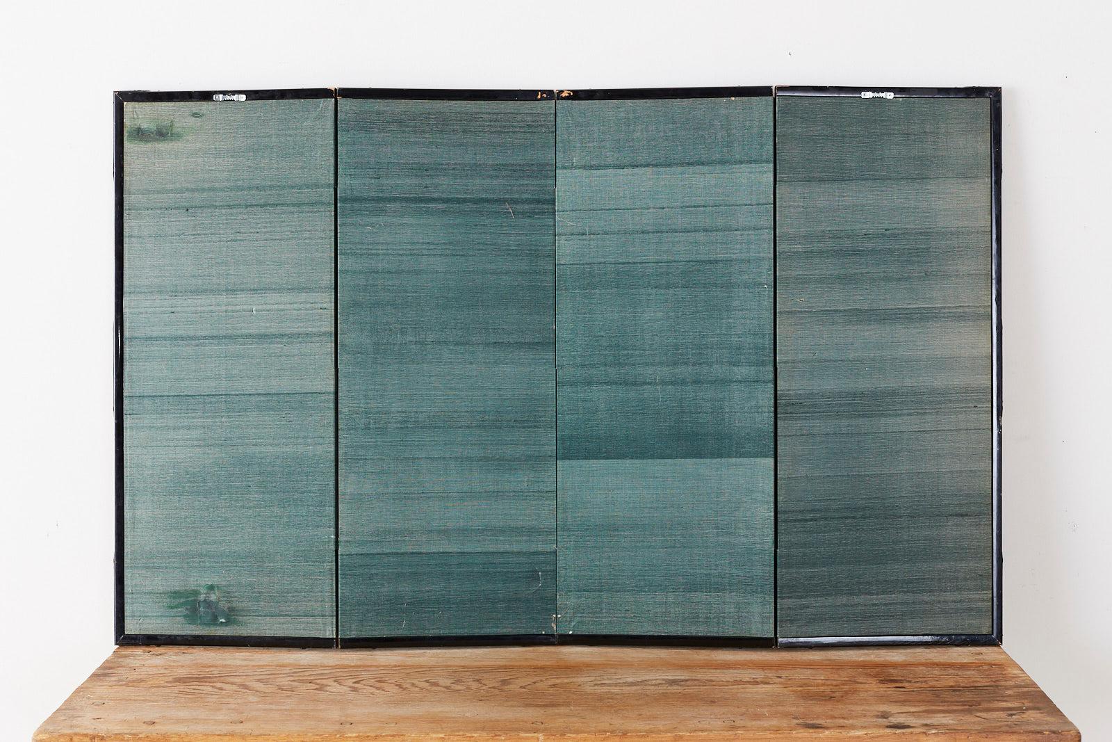 Japanese Four-Panel Screen River Landscape Scene 8