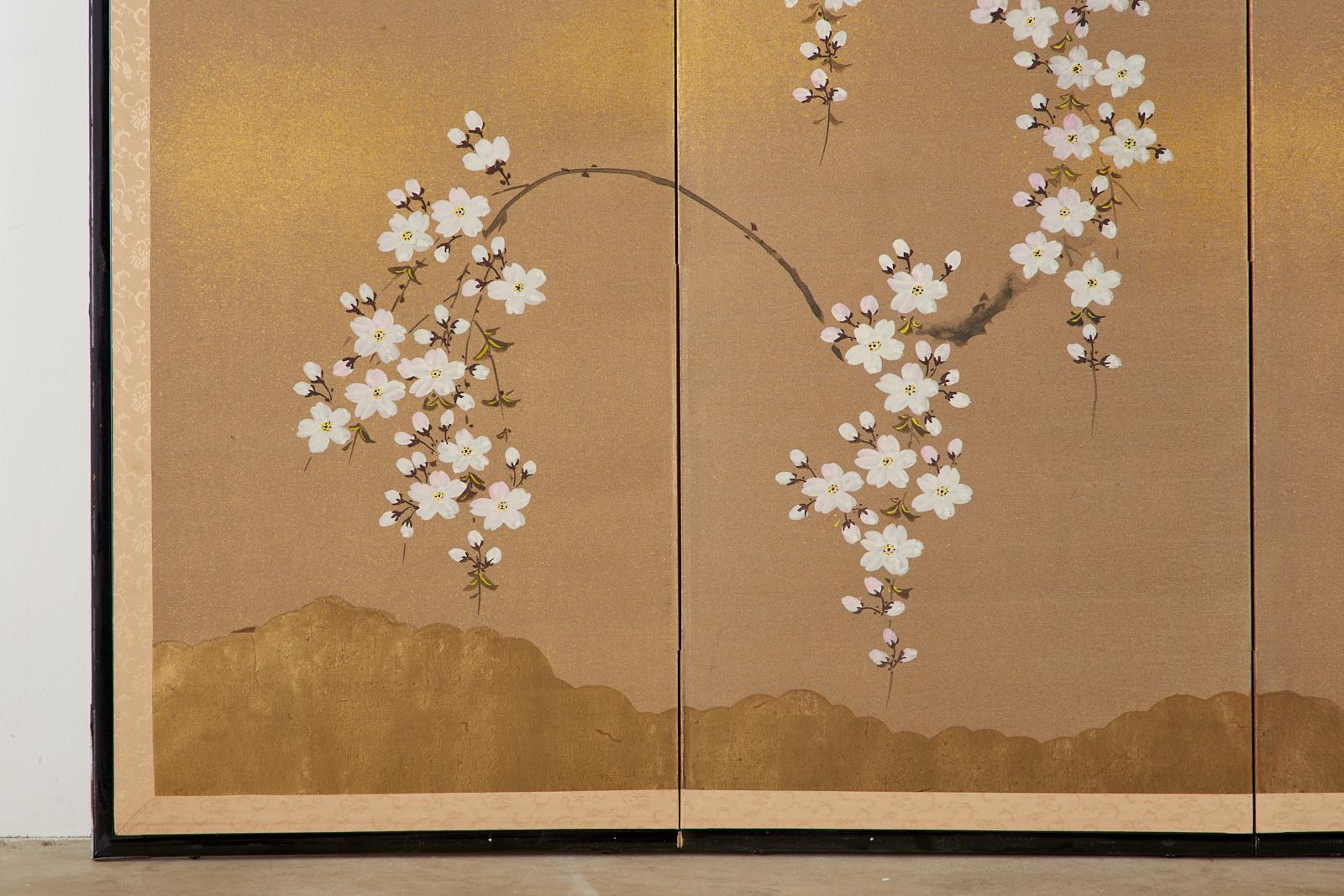Japanese Four Panel Screen Spring Cherry Blossoms 1