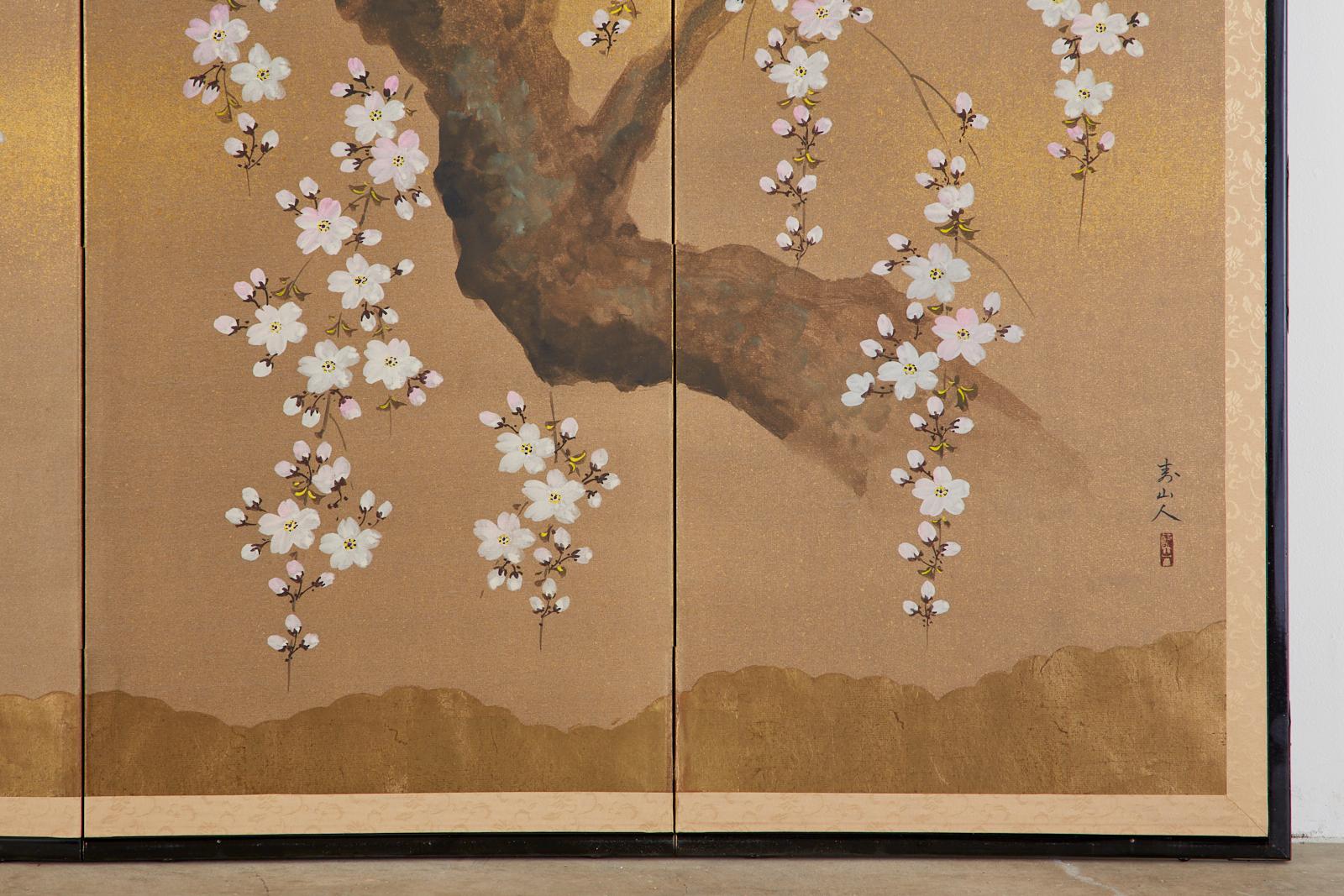 Japanese Four Panel Screen Spring Cherry Blossoms 3