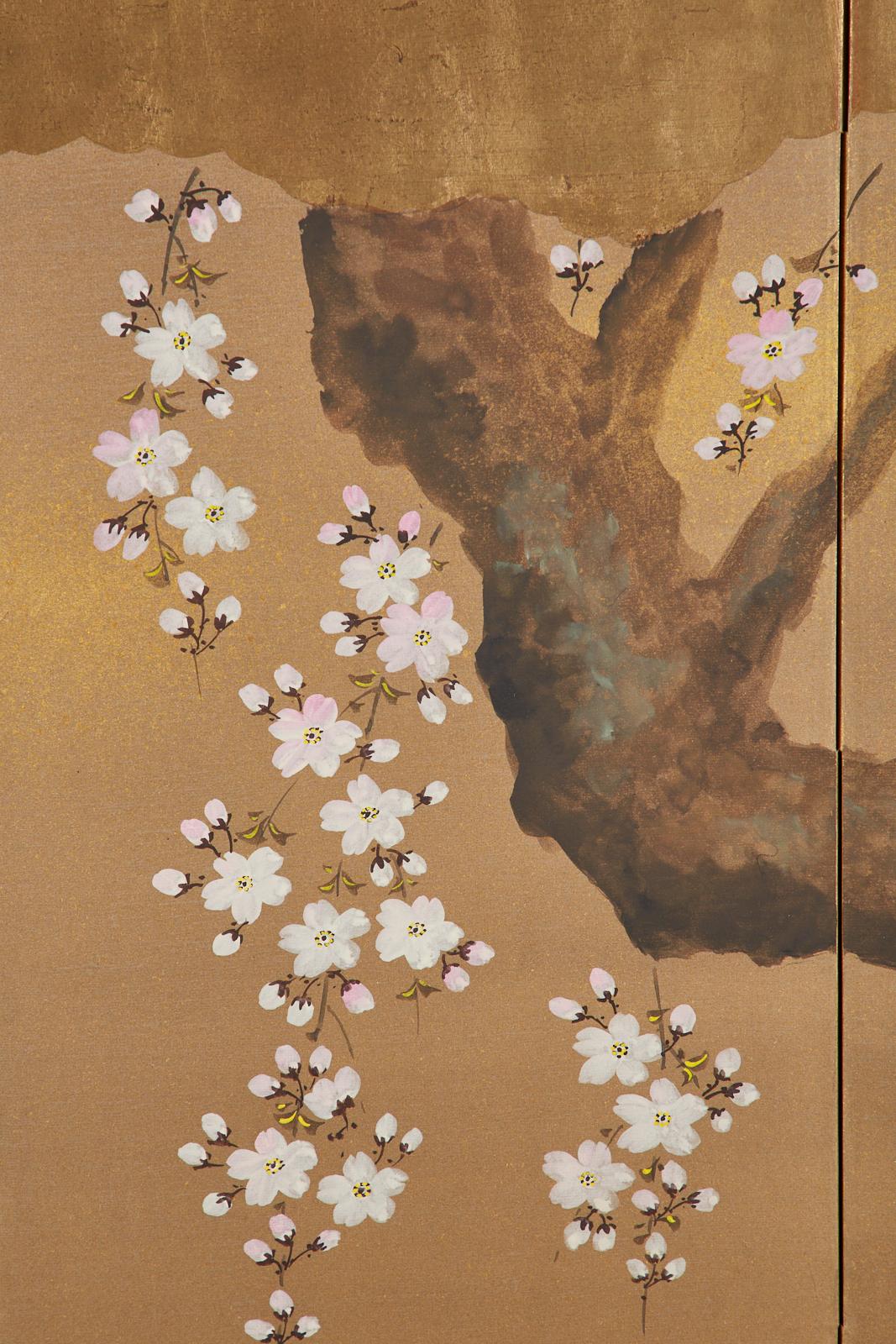 Japanese Four Panel Screen Spring Cherry Blossoms 4