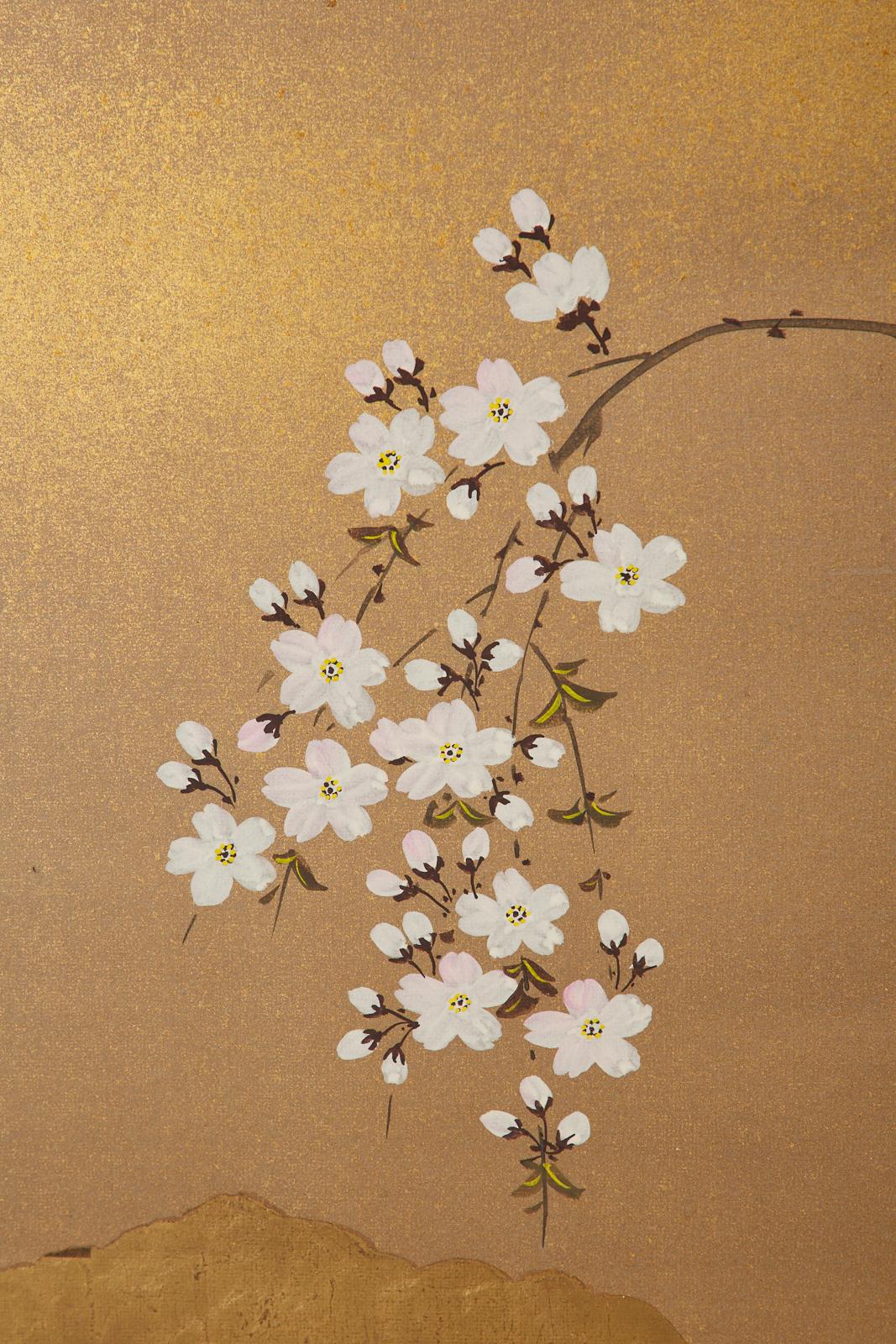 Japanese Four Panel Screen Spring Cherry Blossoms 5