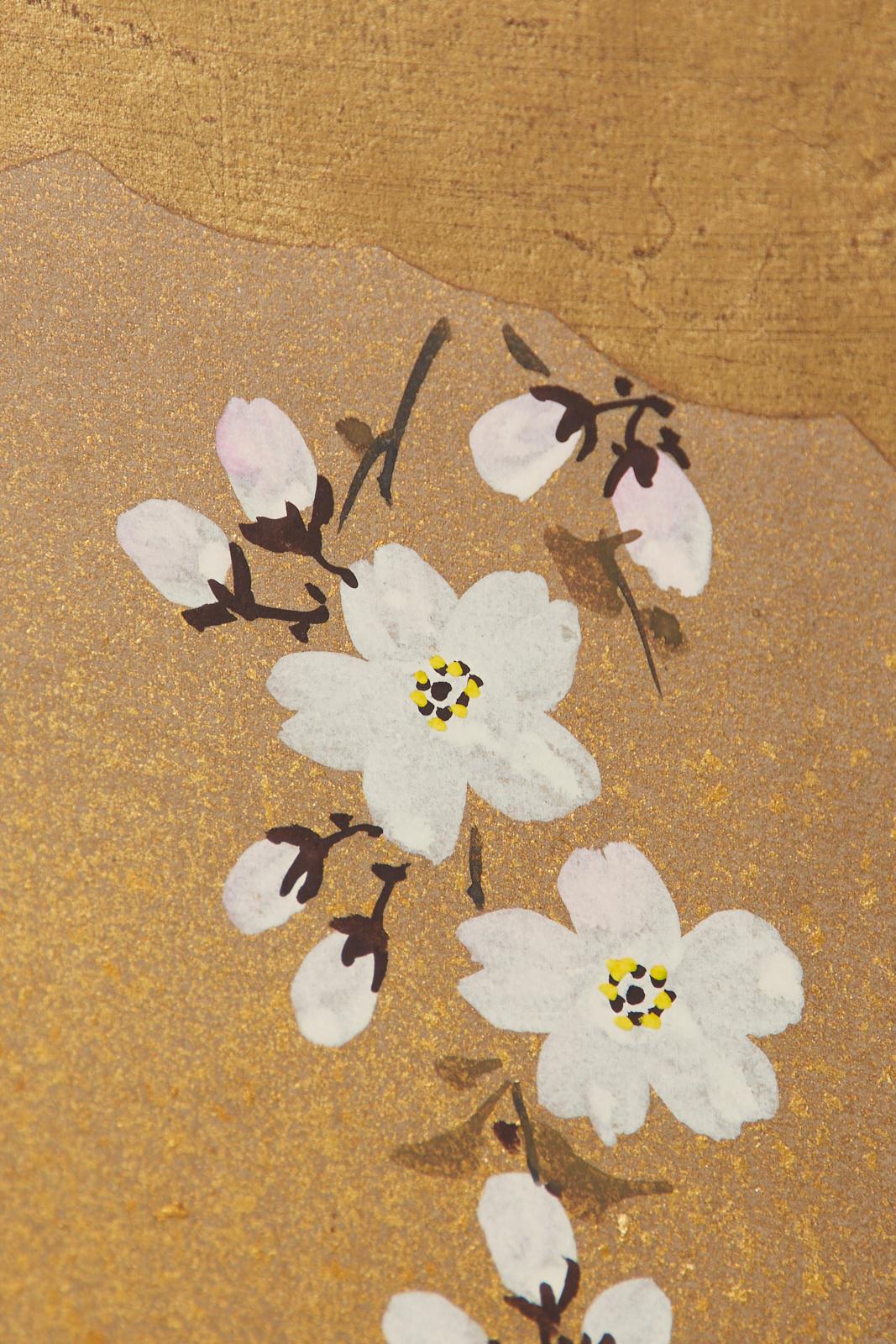 Japanese Four Panel Screen Spring Cherry Blossoms 8