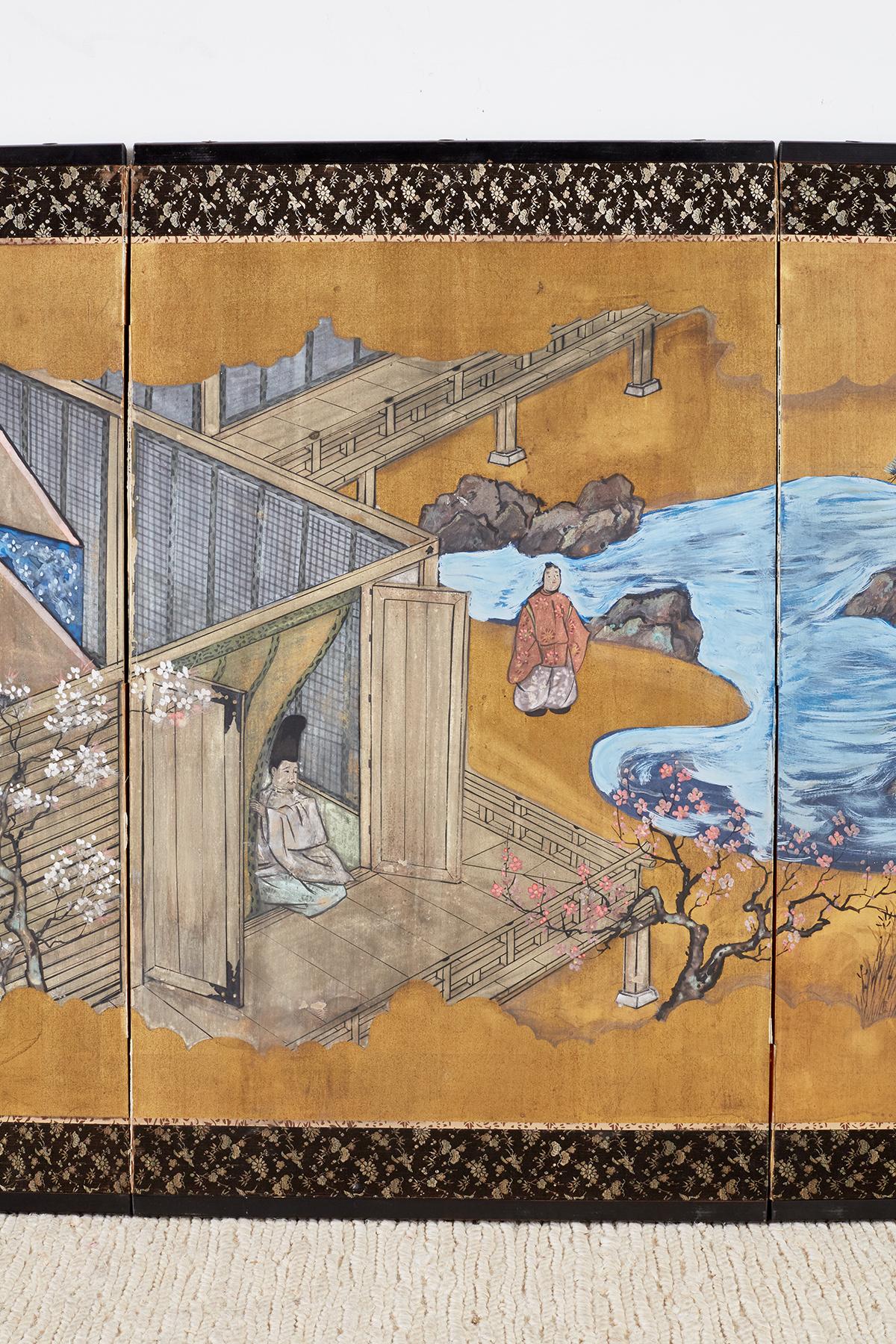 20th Century Japanese Four-Panel Screen Tales of Genji Episode