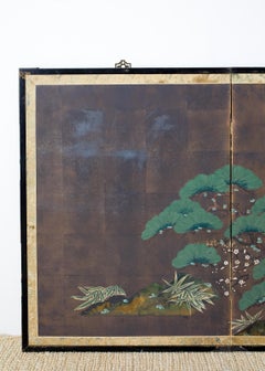 Japanese Four-Panel Screen Three Friends of Winter