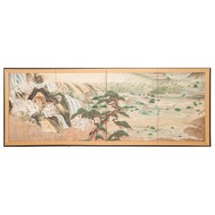 Japanese Four-Panel Screen Water Landscape