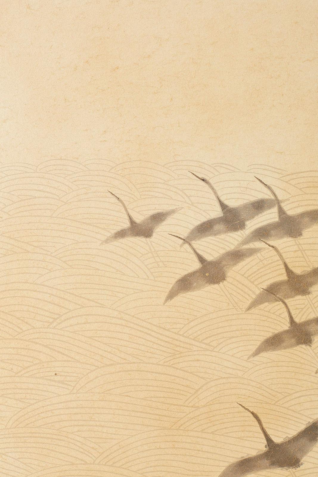 Japanese Four-Panel Screen Wild Geese in Flight 2