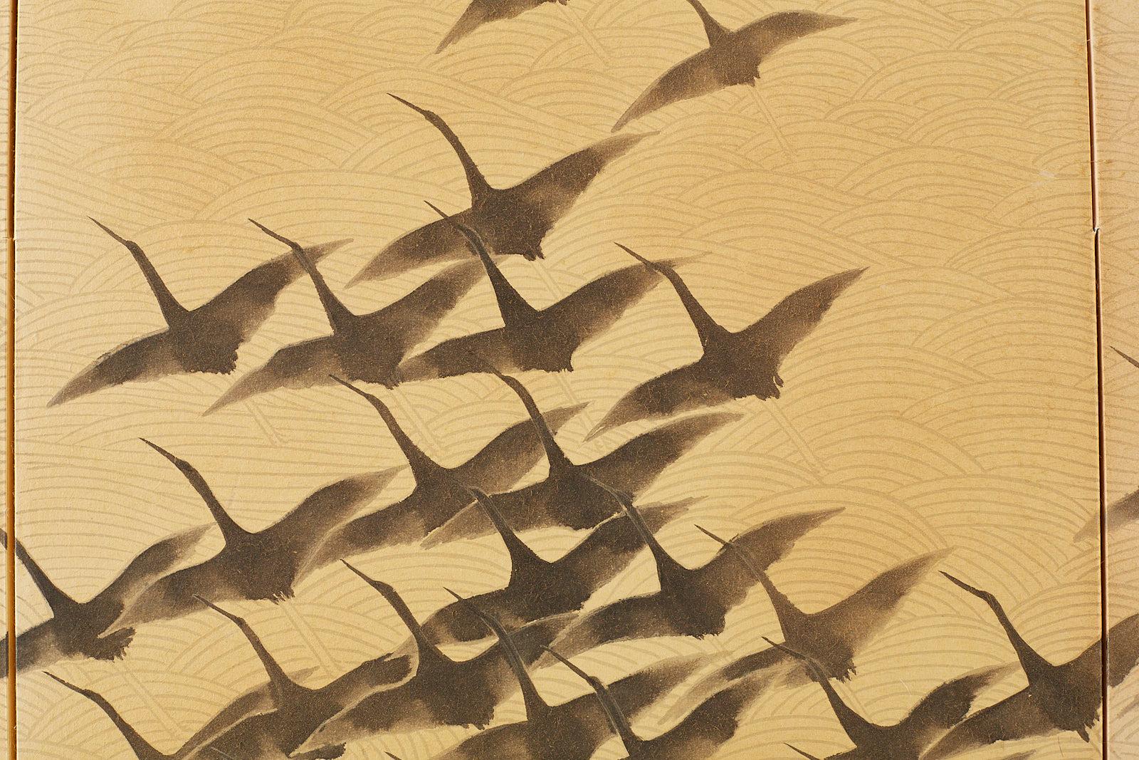 Japanese Four-Panel Screen Wild Geese in Flight 4