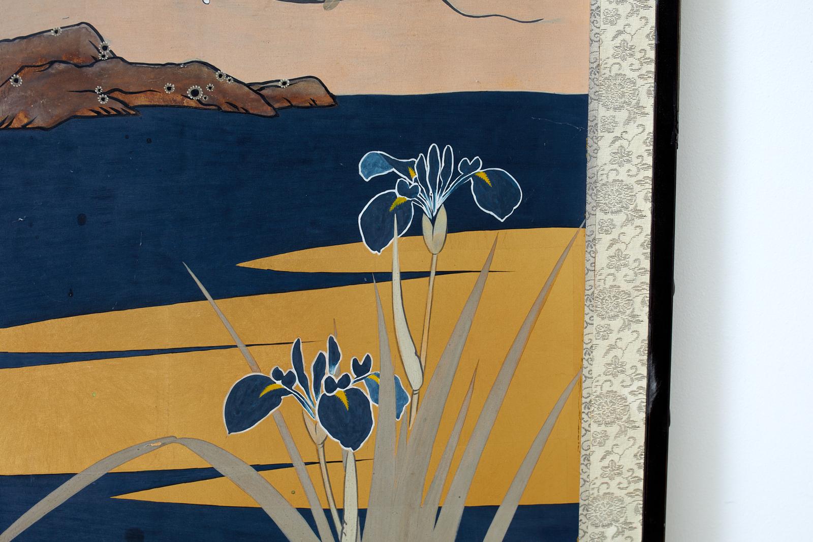 Japanese Four-Panel Screen Wisteria Iris Spring Landscape 3