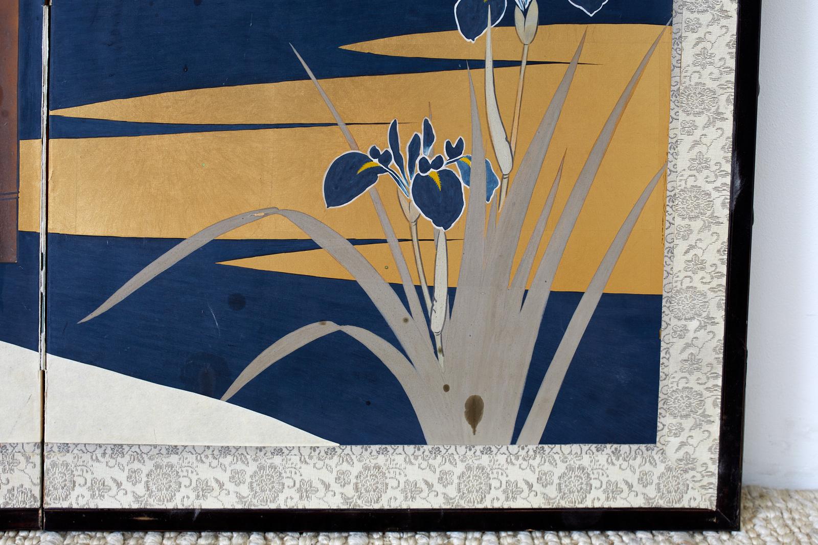 Japanese Four-Panel Screen Wisteria Iris Spring Landscape 4