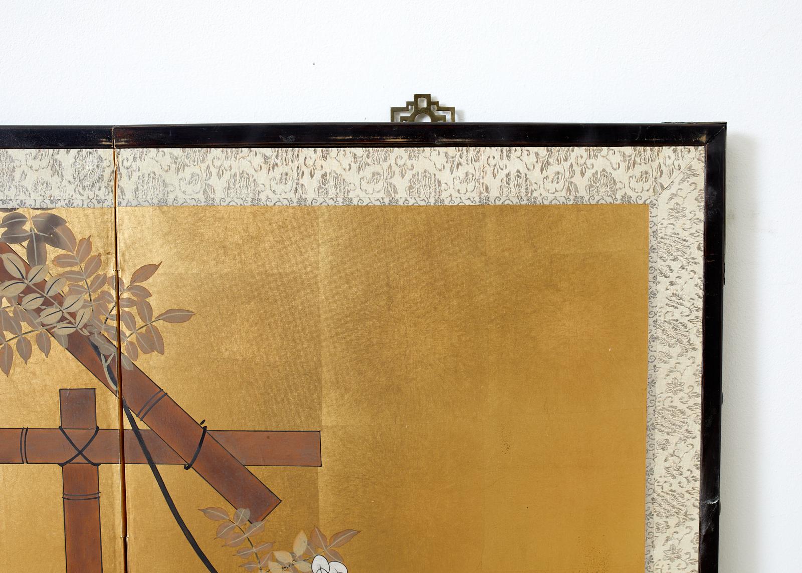 Japanese Four-Panel Screen Wisteria Iris Spring Landscape 5