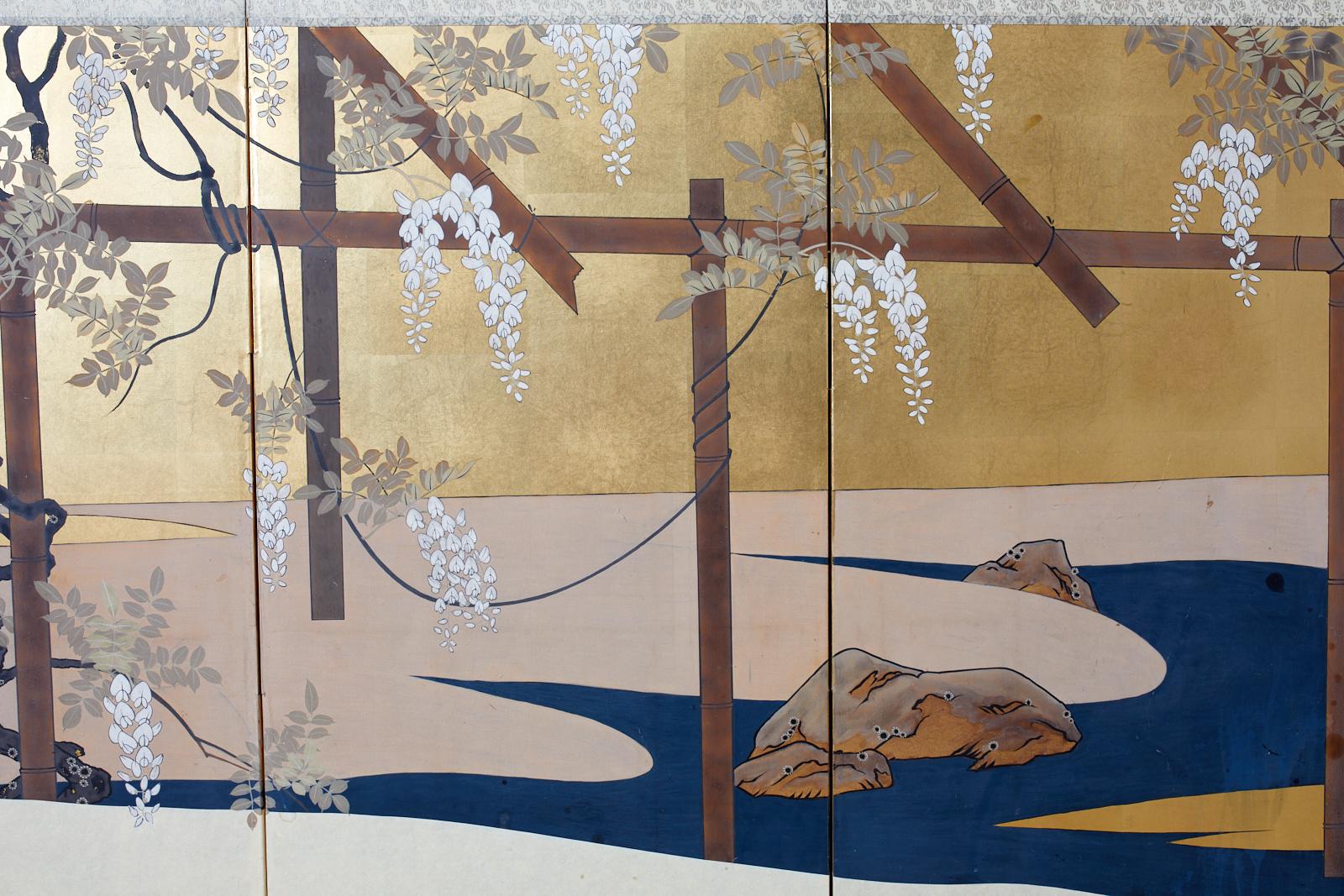 Japanese Four-Panel Screen Wisteria Iris Spring Landscape 2