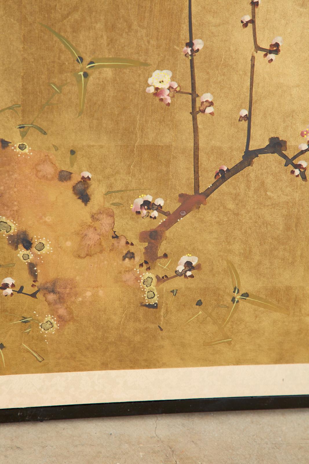 Japanese Four-Panel Showa Screen Flowering Plum Tree 8