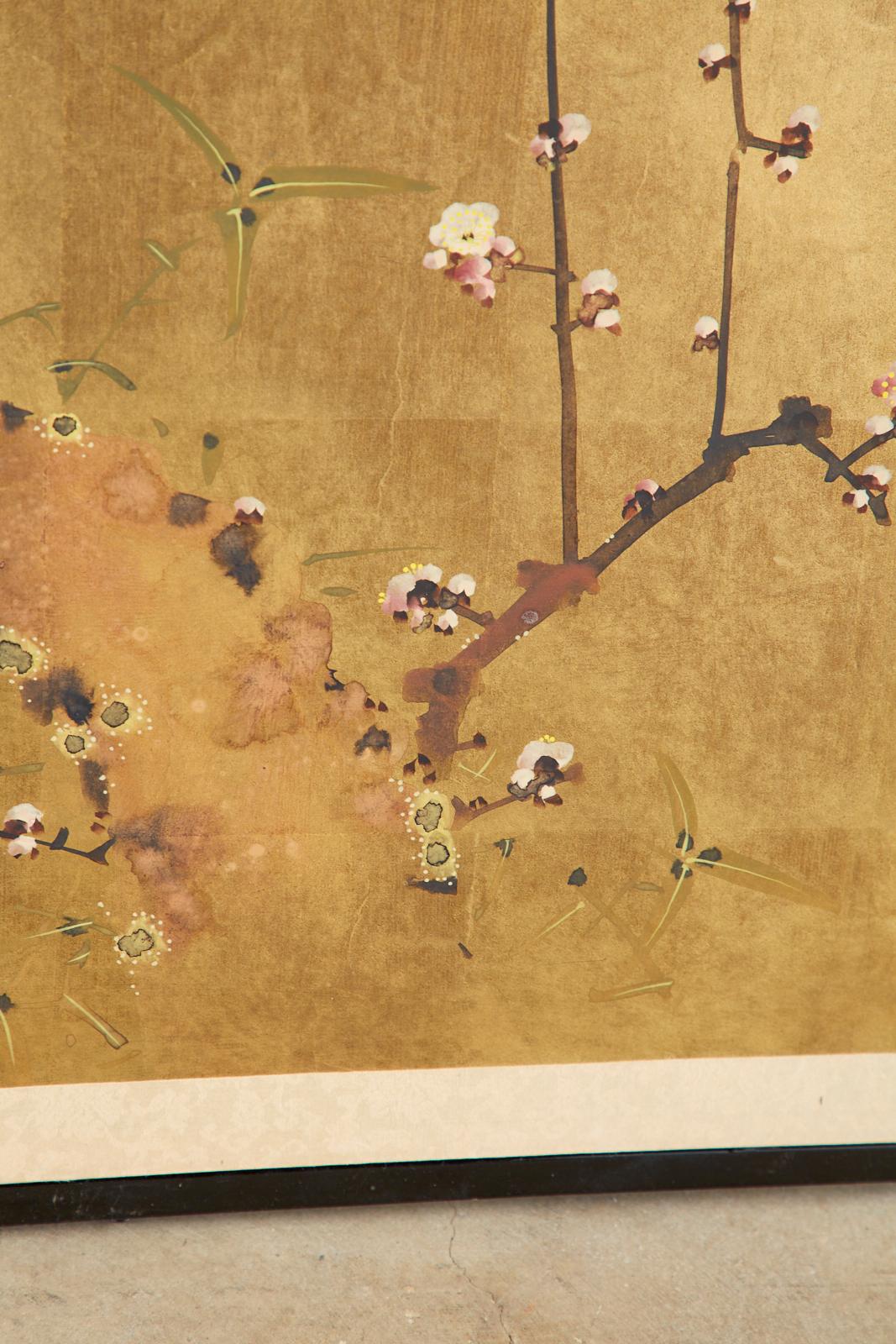Japanese Four-Panel Showa Screen Flowering Plum Tree 9