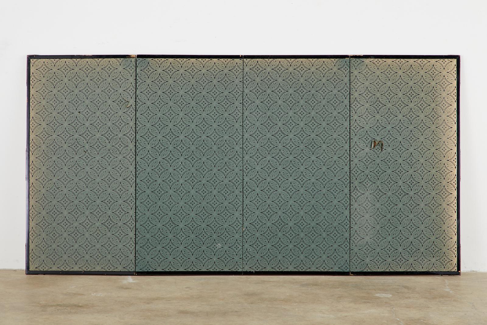 Japanese Four-Panel Showa Screen Flowering Plum Tree 13