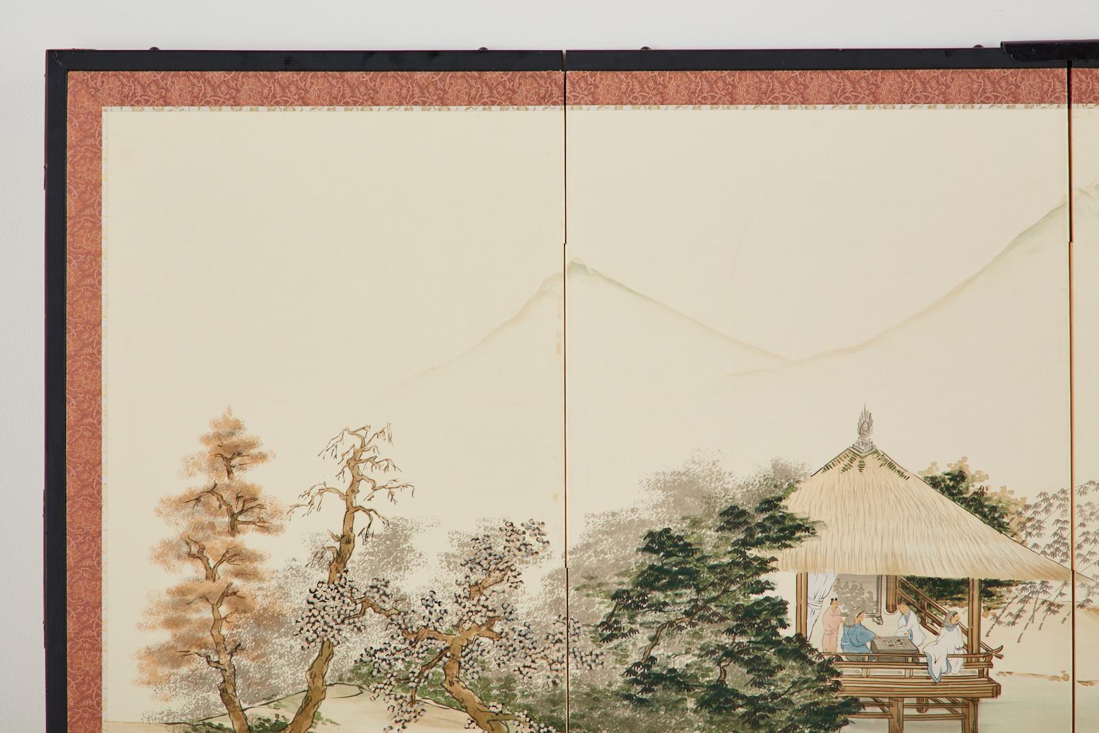 Japanese Four Panel Showa Screen Retreat Mountain Landscape 4
