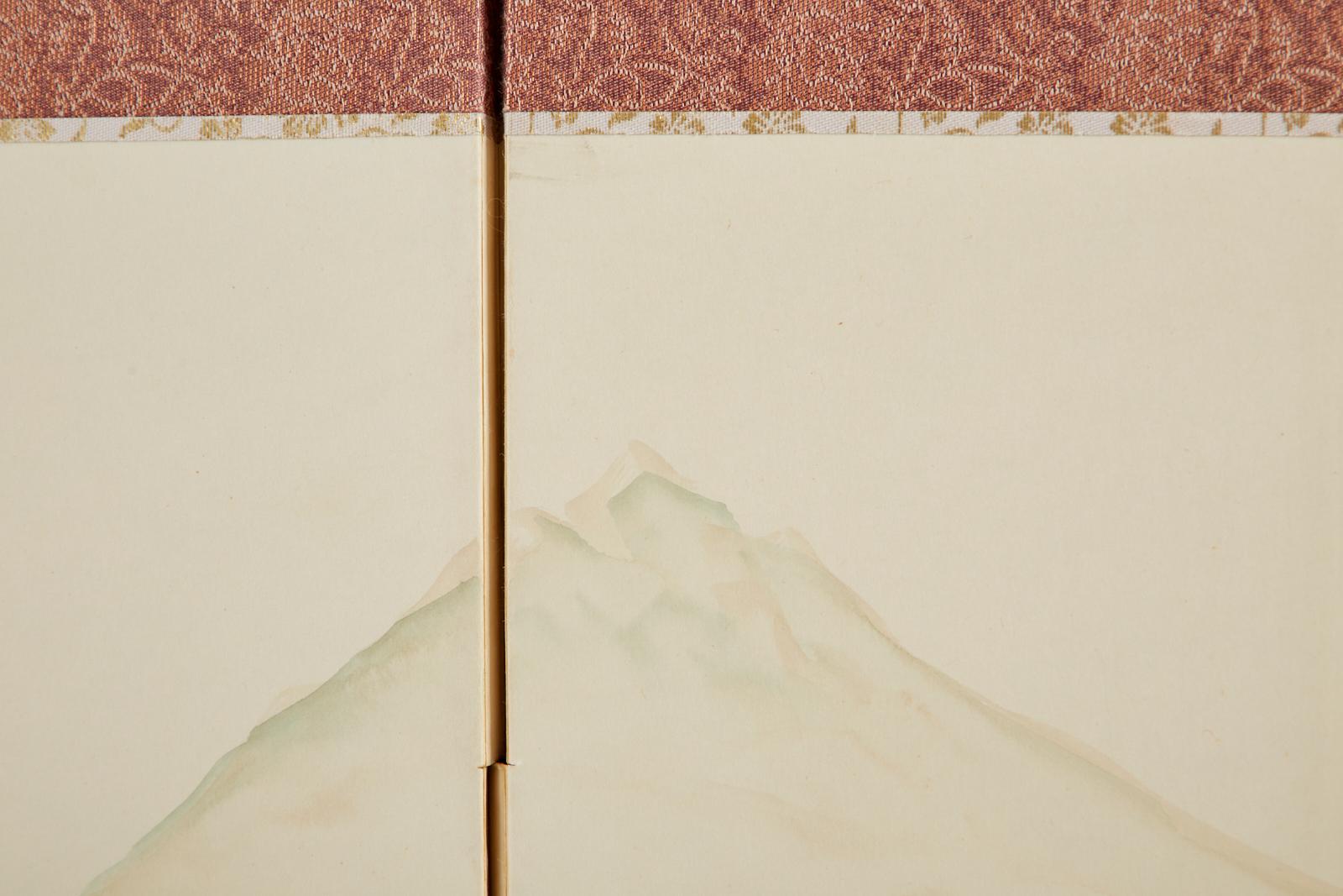 Japanese Four Panel Showa Screen Retreat Mountain Landscape 11