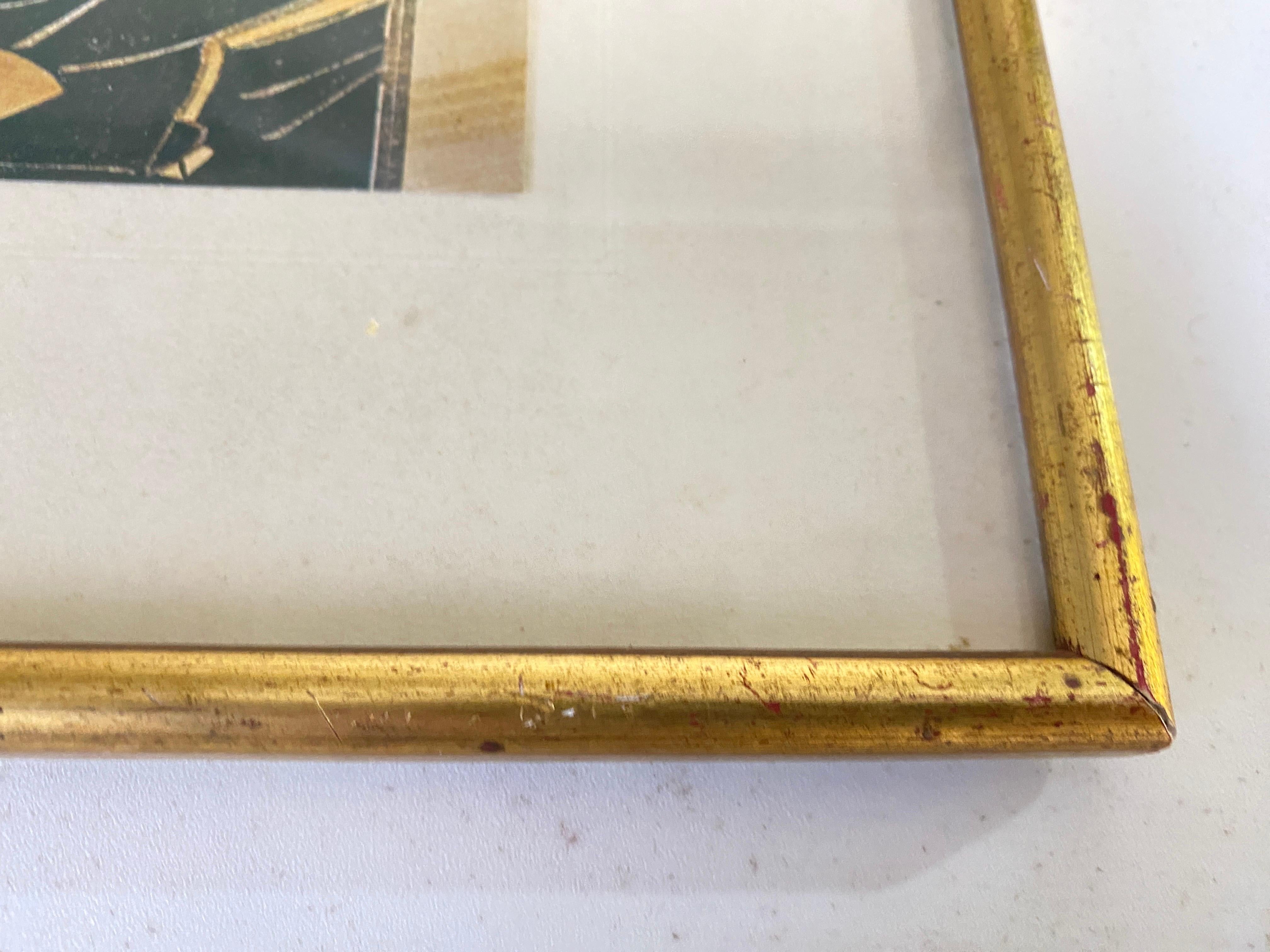 Reproduction d'estampes japonaises encadrées 20ème siècle Cadre doré 20ème siècle Lot de 2 en vente 6
