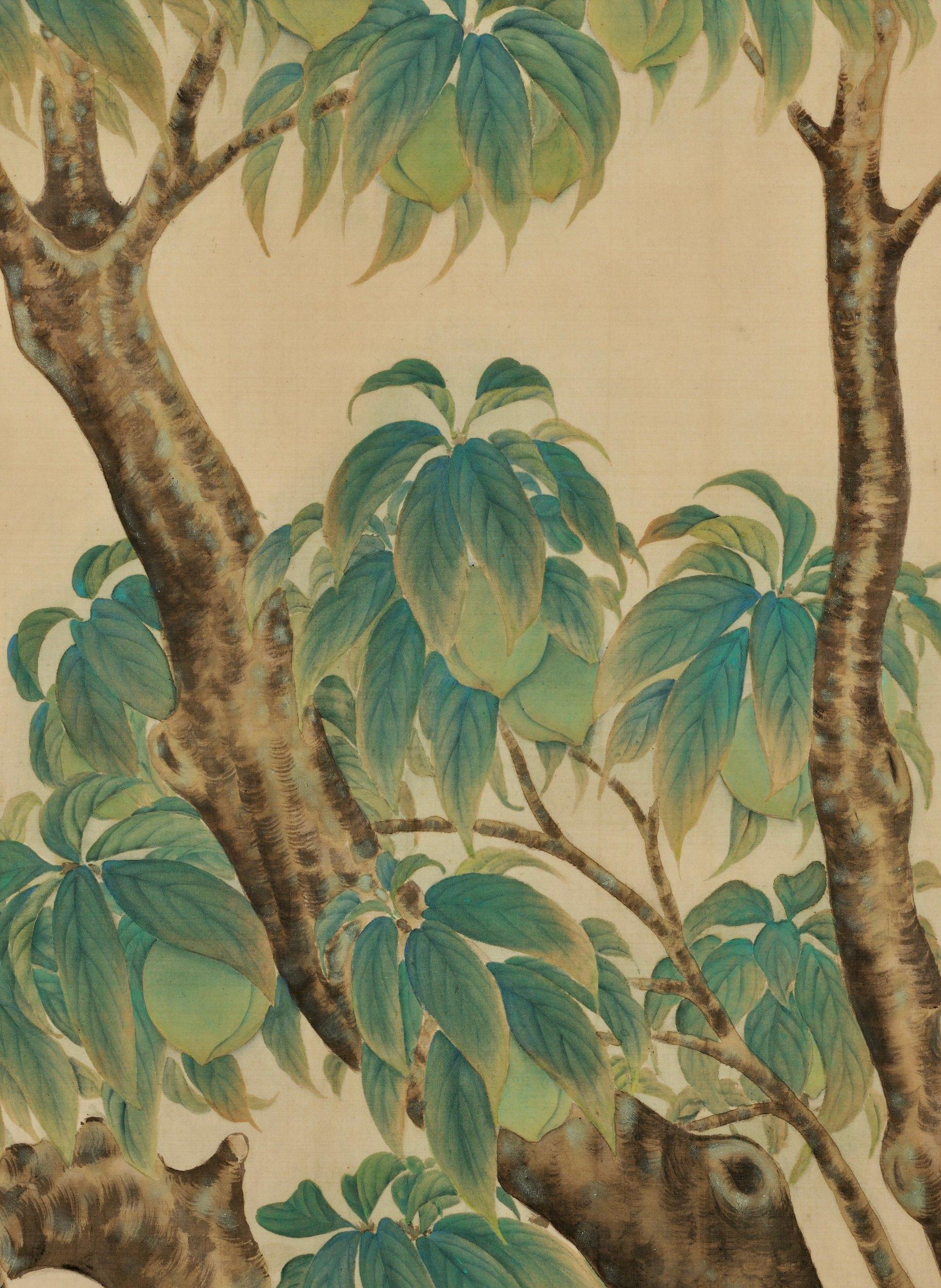 Nakamura Daizaburo

Turteltauben in einem Pfirsichbaum

Taisho-Periode, um 1920

Gerahmtes Gemälde. Mineralische Pigmente, Tinte und Gofun auf Seide

Unterzeichnet: Daizaburo

Abmessungen (gerahmt):

W. 95,5 cm x H. 89 cm x T. 2,5