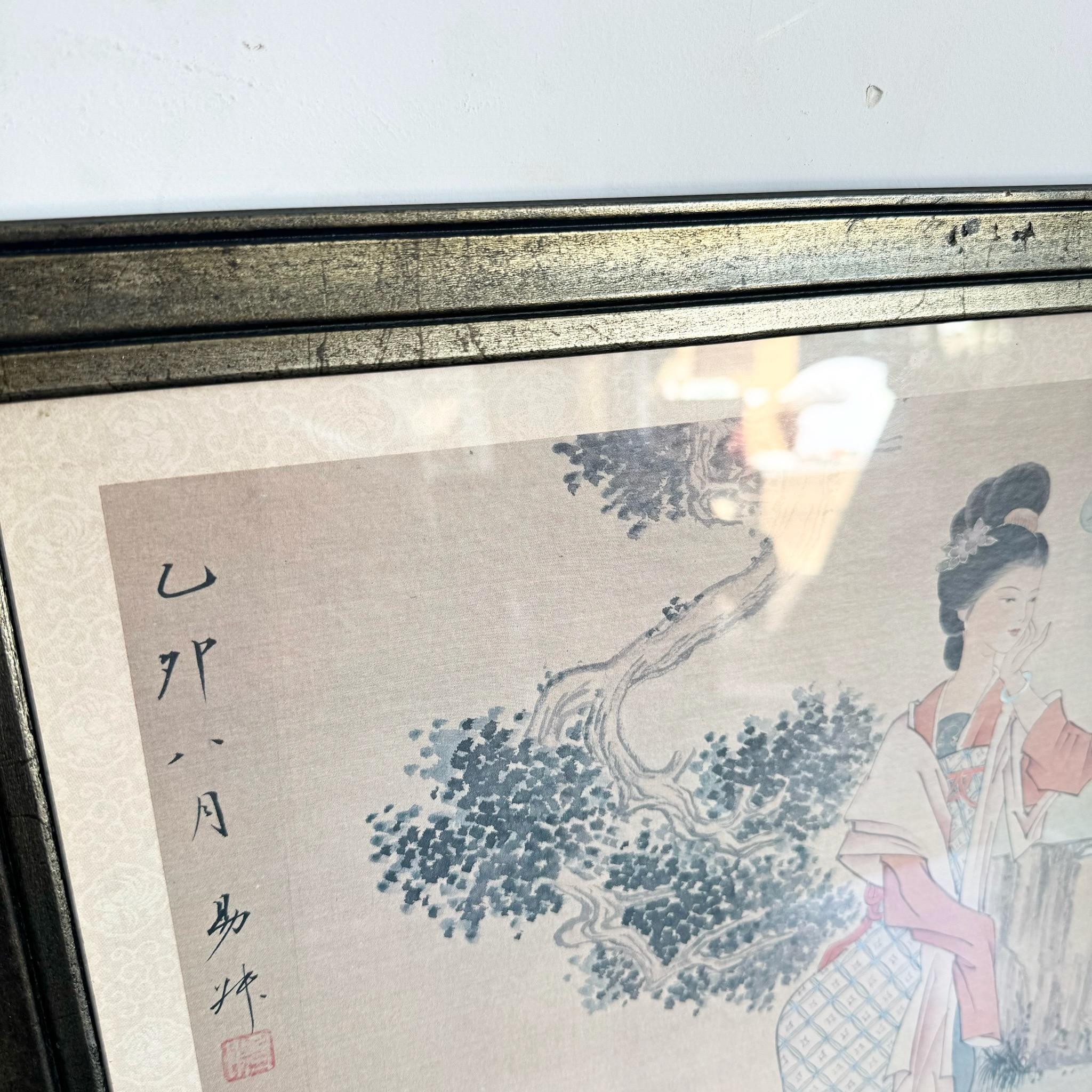 Aquarelles sur soie japonaises encadrées - une paire en vente 3