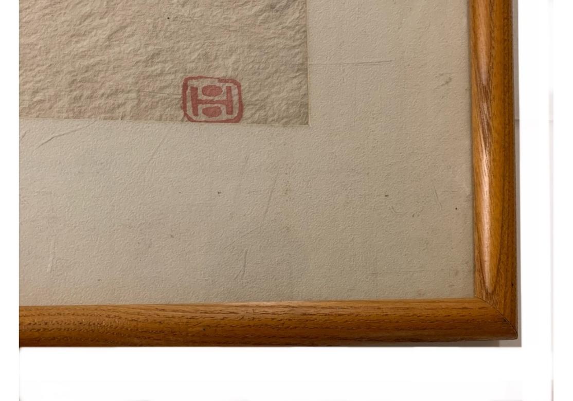 Japanese Framed Wood Block Print Of A King With Chop Mark For Sale 1