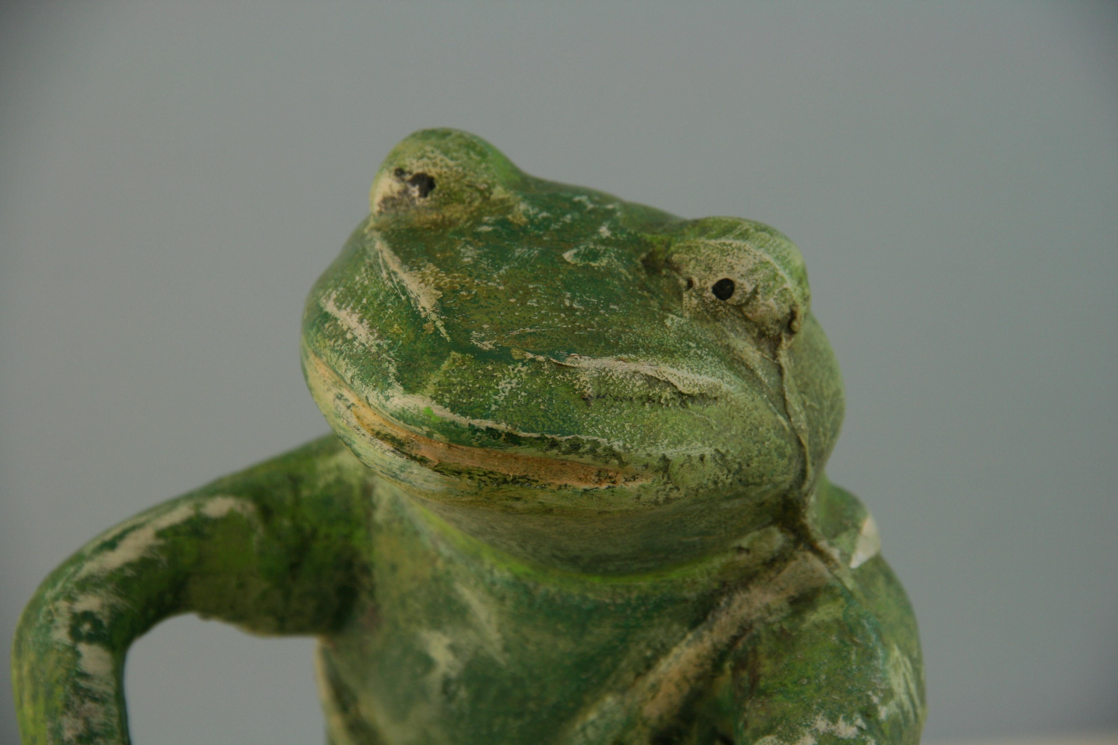Hand-Crafted Japanese Frog Drummer Garden Ornament