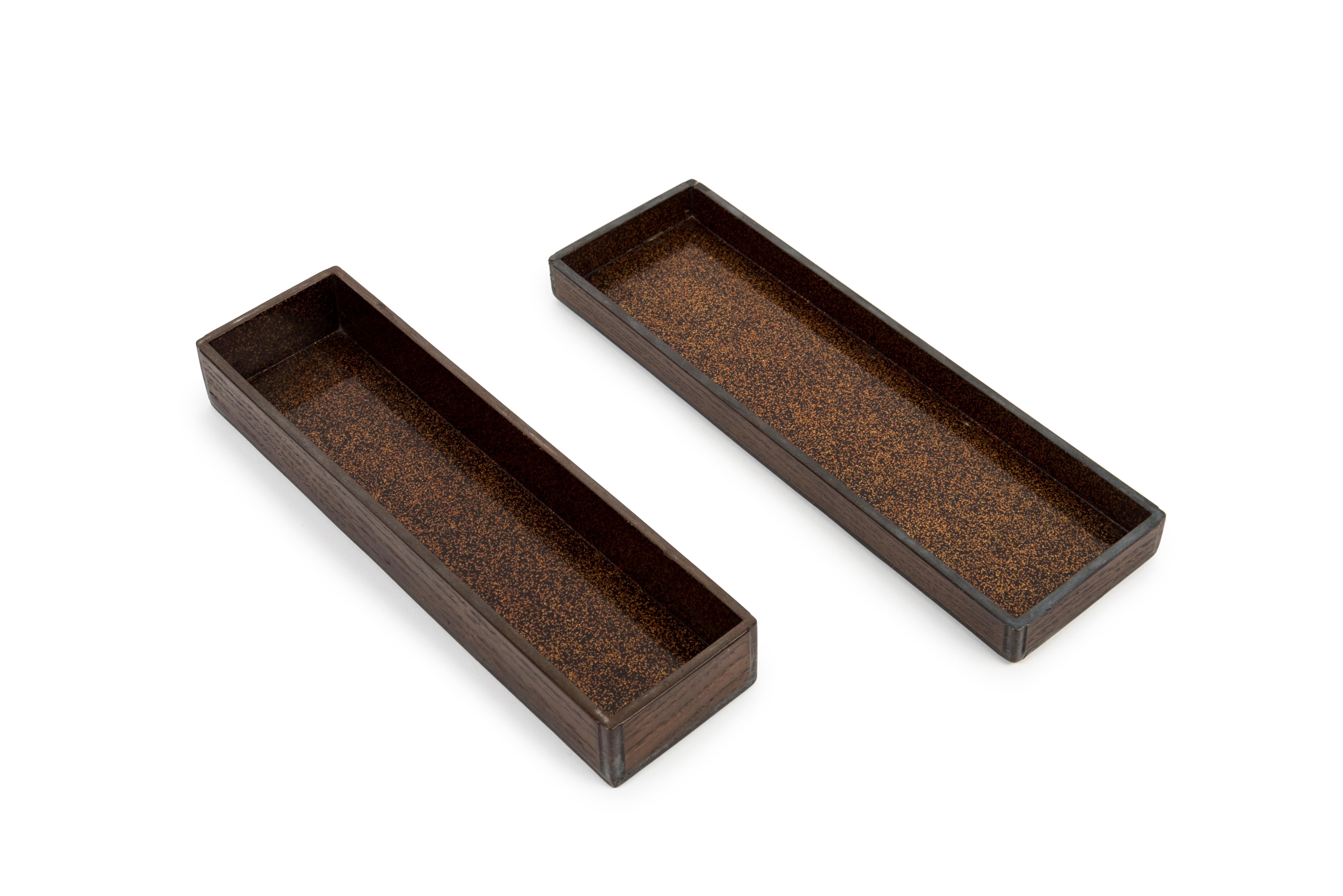XX secolo Fudebako o scatola per spazzole giapponese in legno duro laccato e intarsio in ceramica in vendita