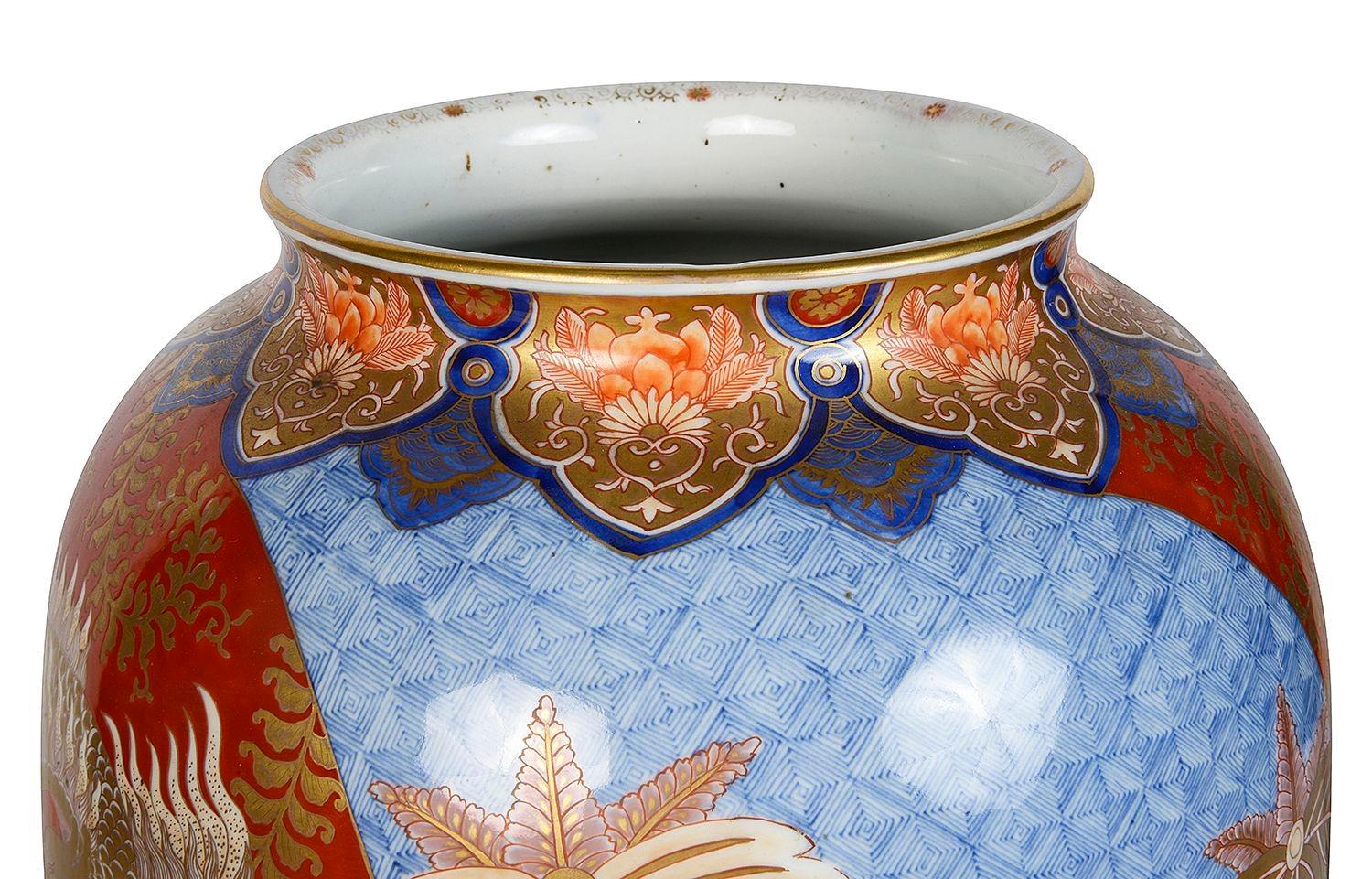 Hand-Painted Japanese Fukagawa vase For Sale