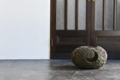 Japanese Garden Antique Stone Carved Figurine / 1800-1900 / Moon and Sun