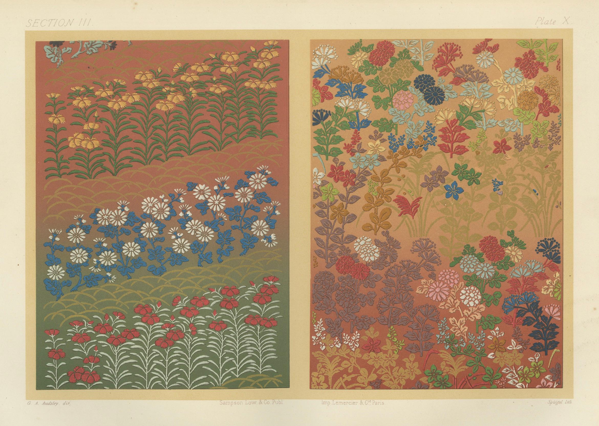 Japanese Garden Flowers in Bloom: Antique Lithograph, 1880s en venta 3