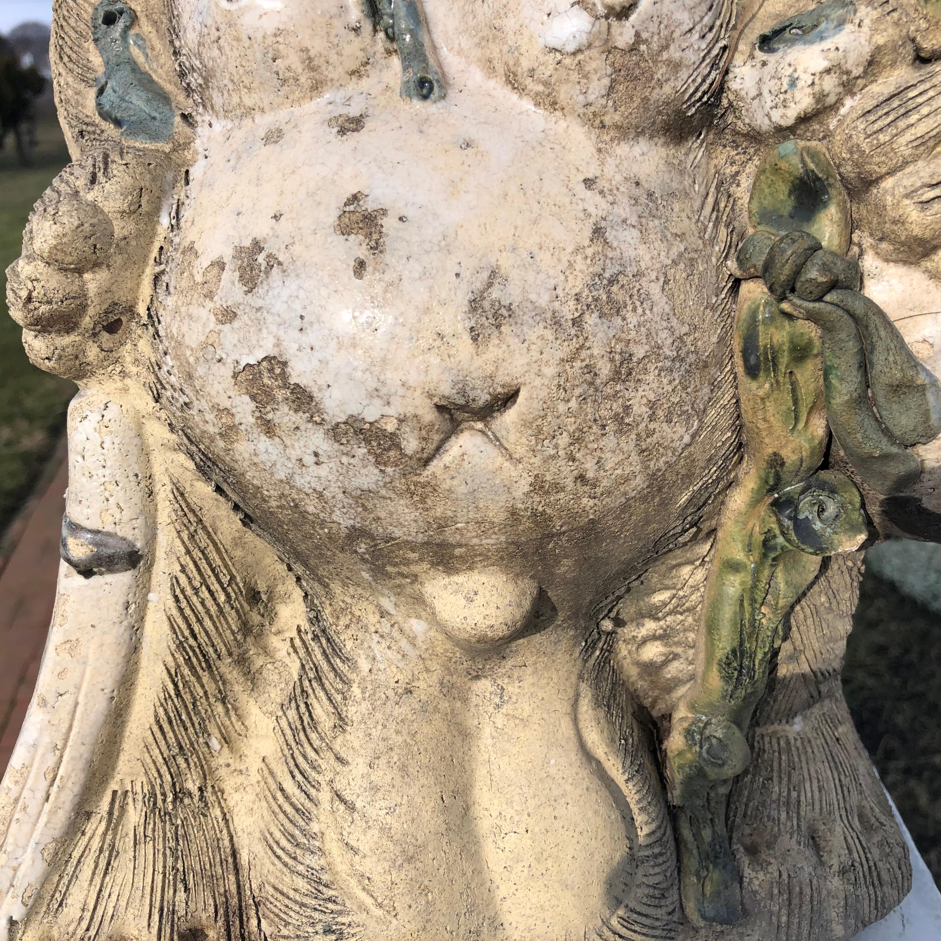 Japanese Large Garden Folk Hero Tanuki Handmade Big Belly Sculpture 3