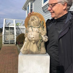 Japanese Large Garden Folk Hero Tanuki Handmade Big Belly Sculpture