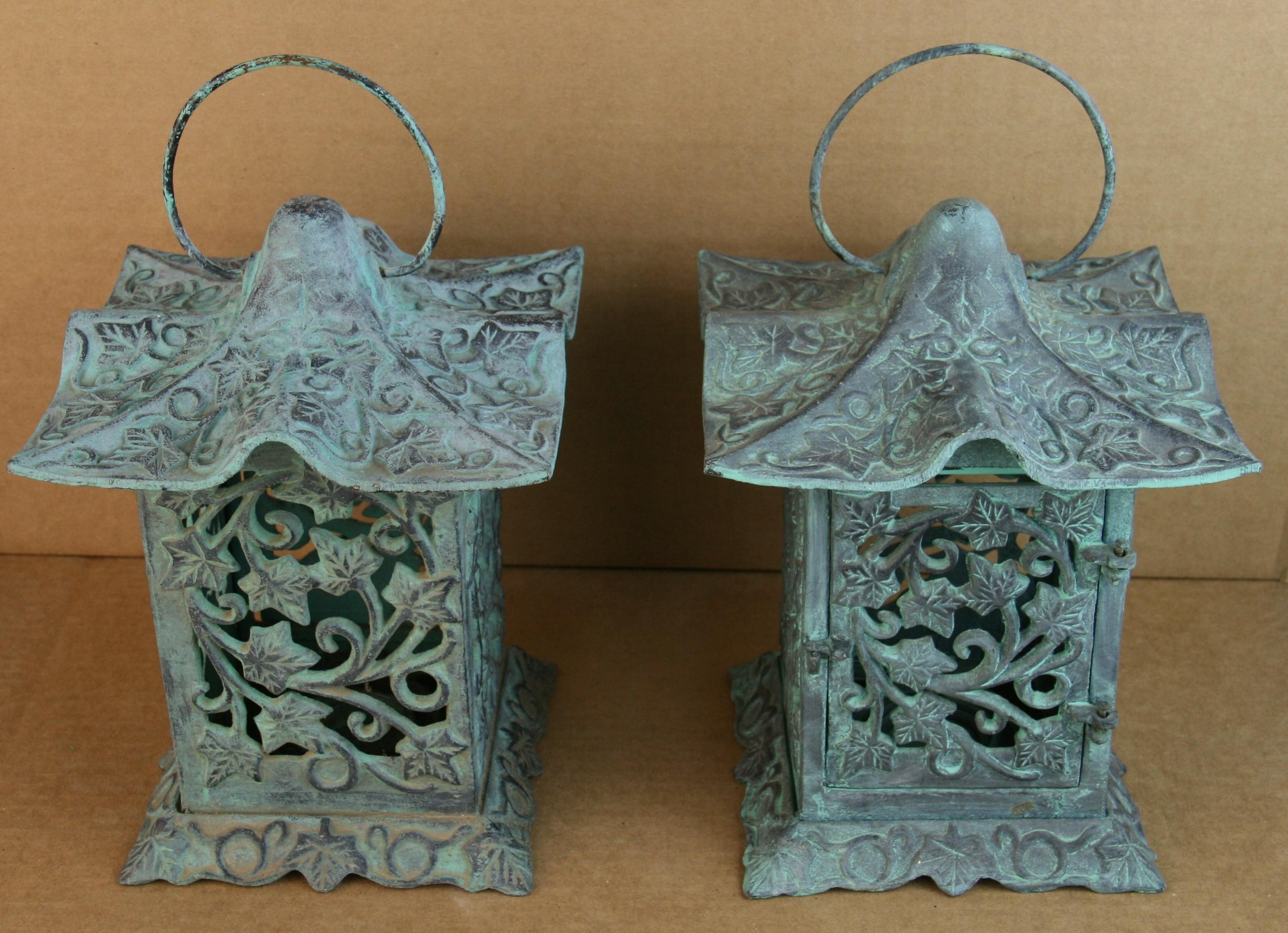 Iron Japanese Garden Verdigris Pagoda Cast iron Candle Lantern