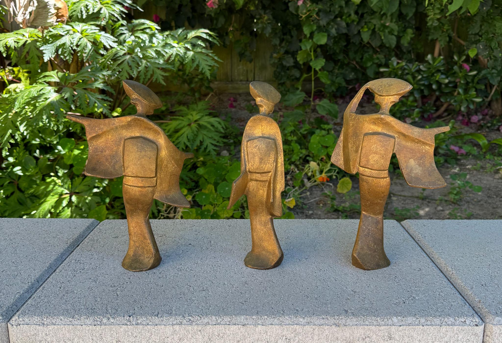Bailarinas japonesas Geisha Awa Odori Esculturas de pan de oro y hierro, Japón, c.1960 en venta 8