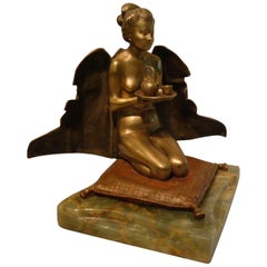 Figure érotique japonaise Geisha en bronze, fabriquée en Autriche par F. Bergmann