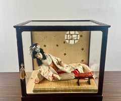 Japanese Geisha Princess Doll in Original Glass & Wood Case