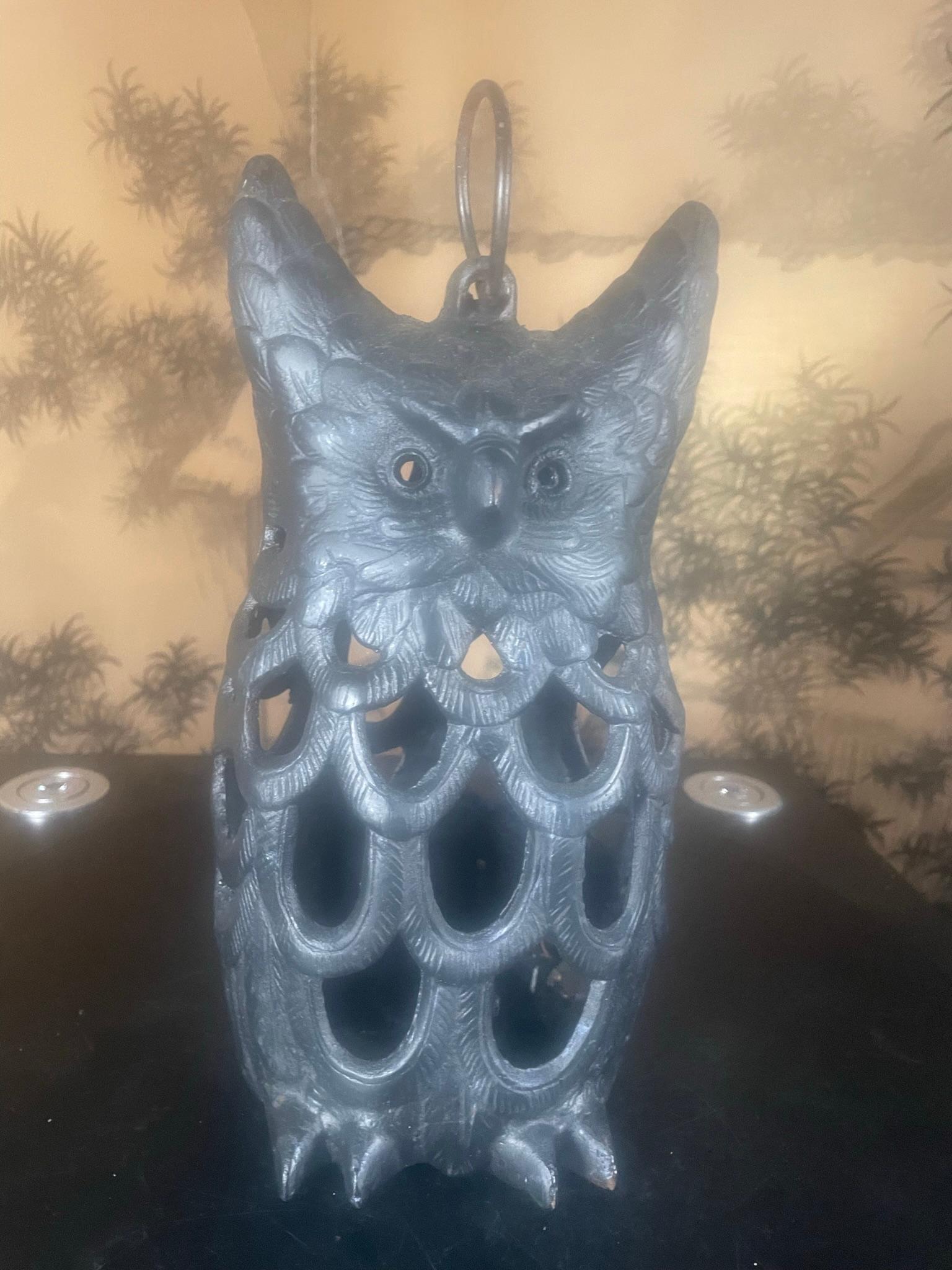 cast iron owl lantern