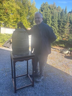 Japanese Giant Antique Bronze Temple Bell Bonsho Special Early Inscriptions, 27"