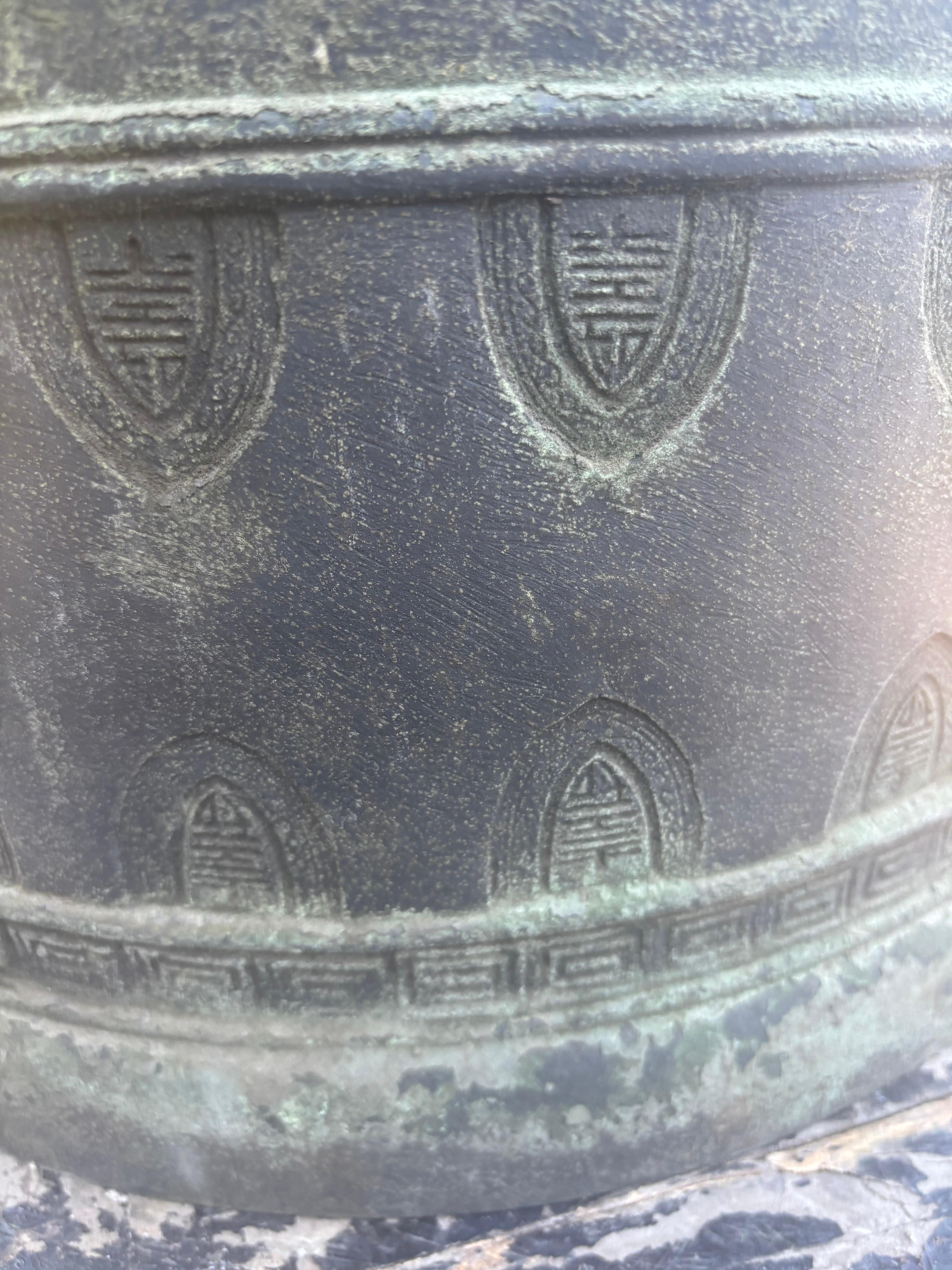 Cloche de temple japonaise géante en bronze ancien Bonsho Inscriptions anciennes spéciales, 27