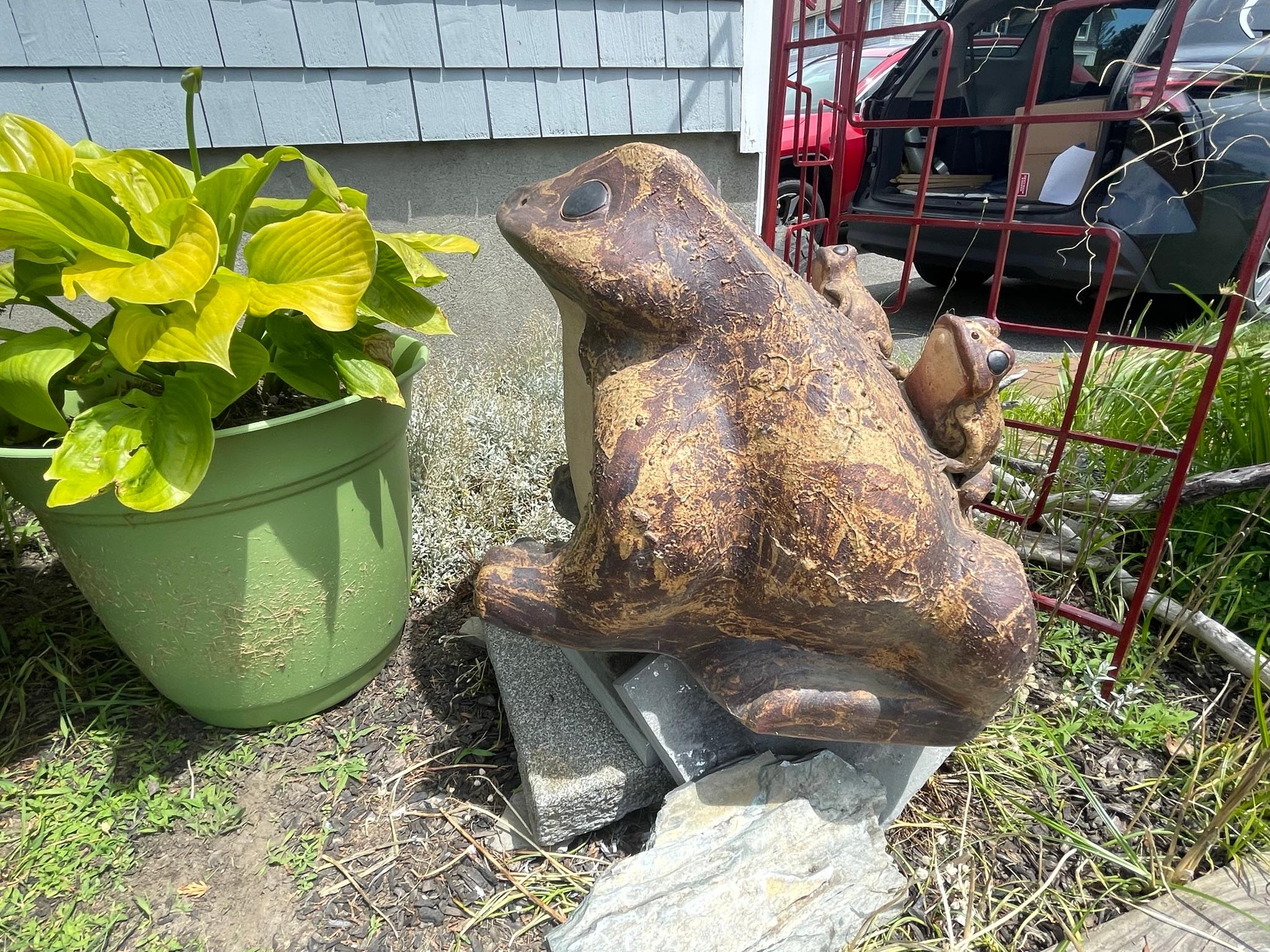 Glazed Japanese Giant Old Garden Frog and Family For Sale