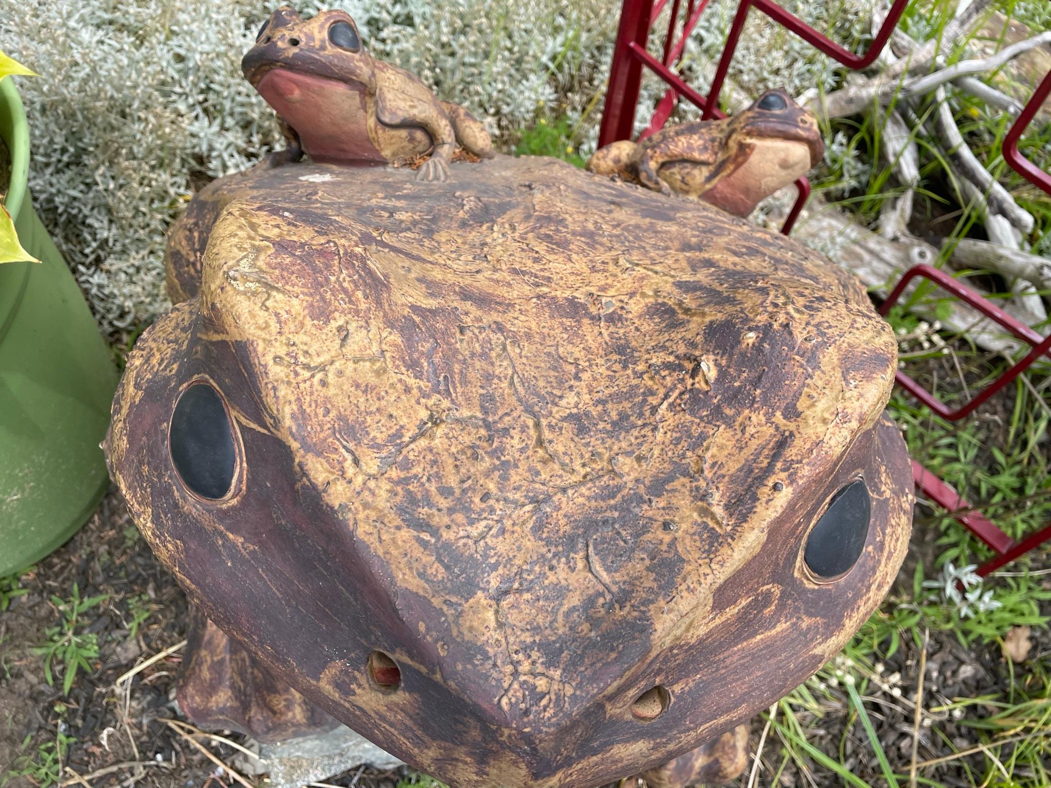 Japanese Giant Old Garden Frog and Family In Good Condition For Sale In South Burlington, VT