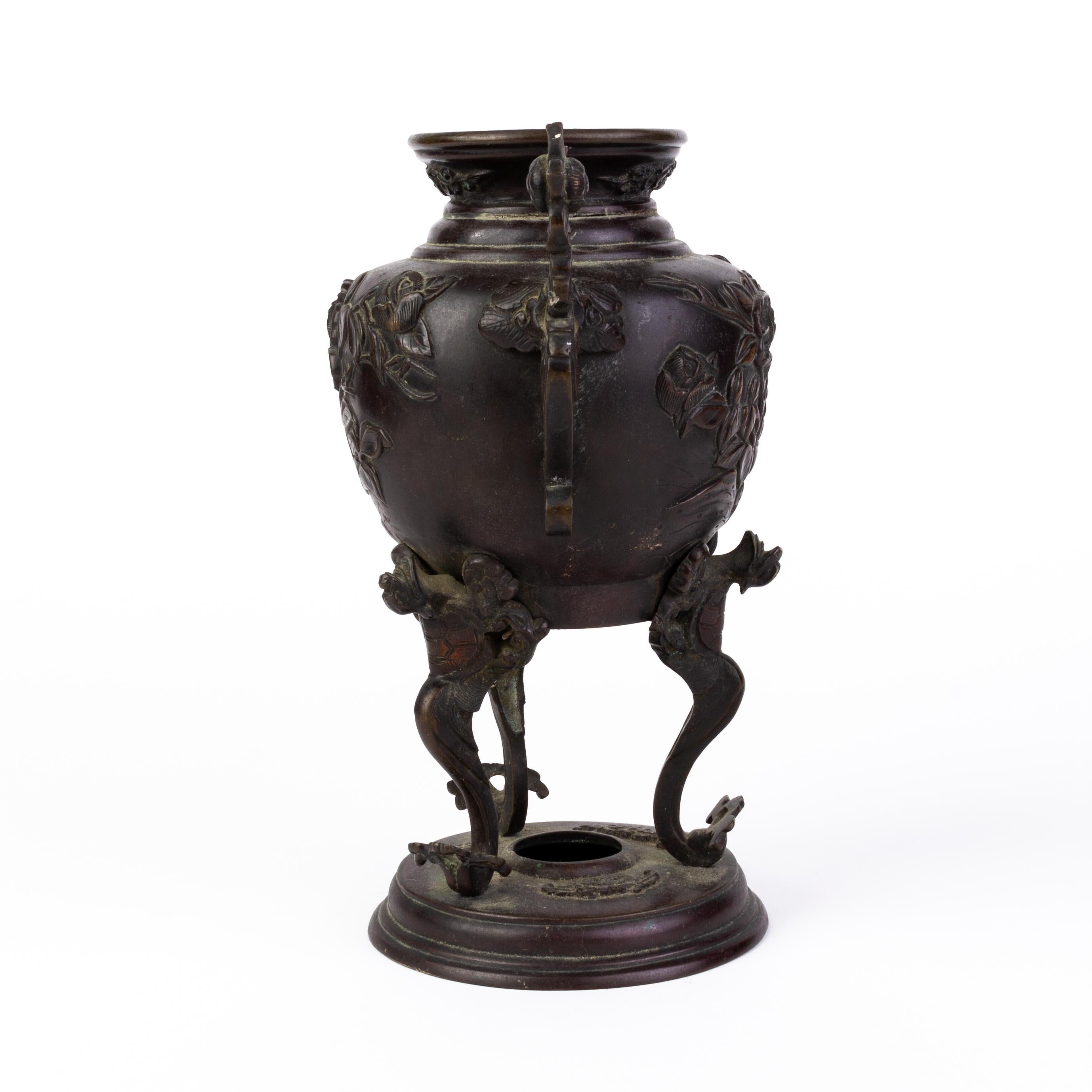 19th Century Japanese Gilded Bronze Censer Meiji Vase For Sale
