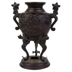 Vase d'encensoir japonais Meiji en bronze doré