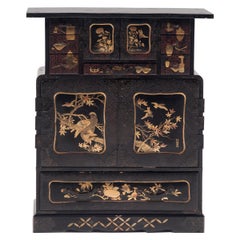 Fine Japanese Gilt Black Lacquer Tea Chest, c. 1850