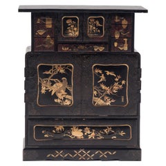 Japanese Gilt Black Lacquer Tea Chest, c. 1850