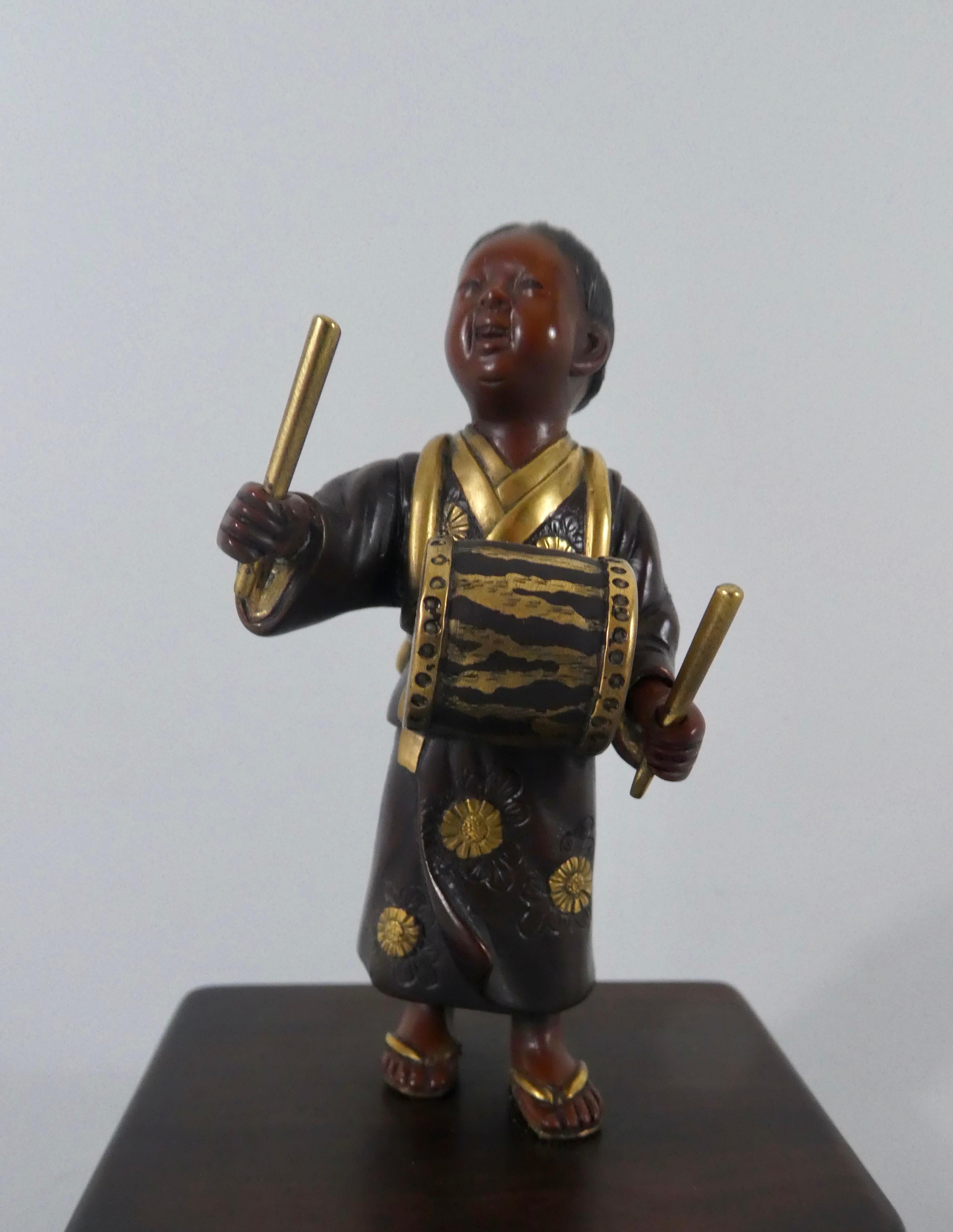 Japanese Gilt Bronze Okimono of a Boy, Meiji Period 8