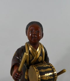 Japanese Gilt Bronze Okimono of a Boy, Meiji Period