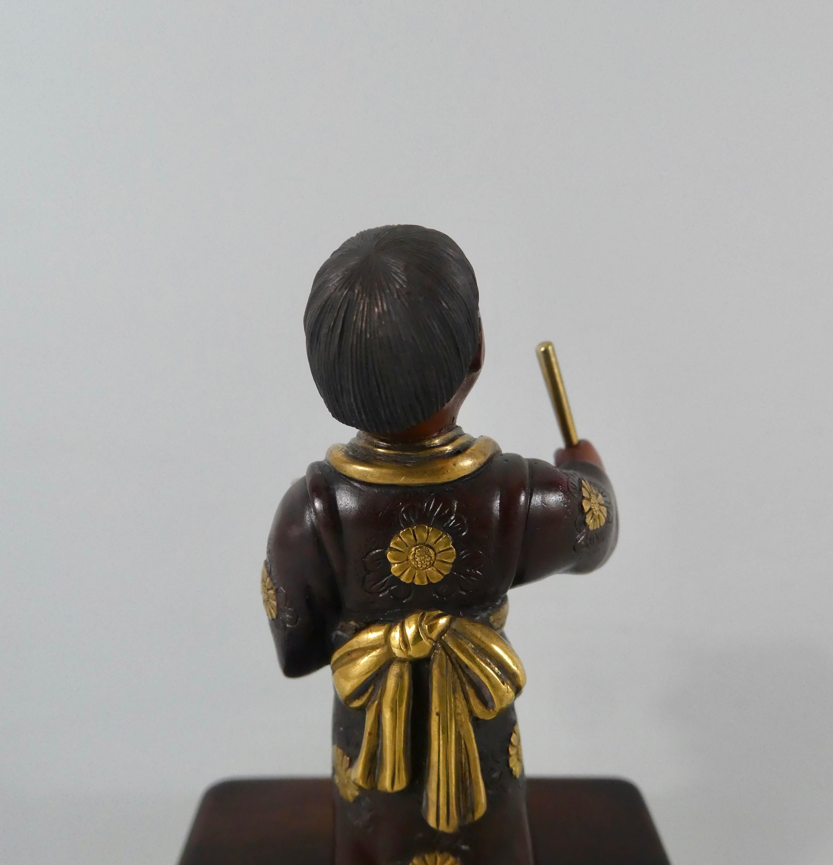 Japanese Gilt Bronze Okimono of a Boy, Meiji Period 2