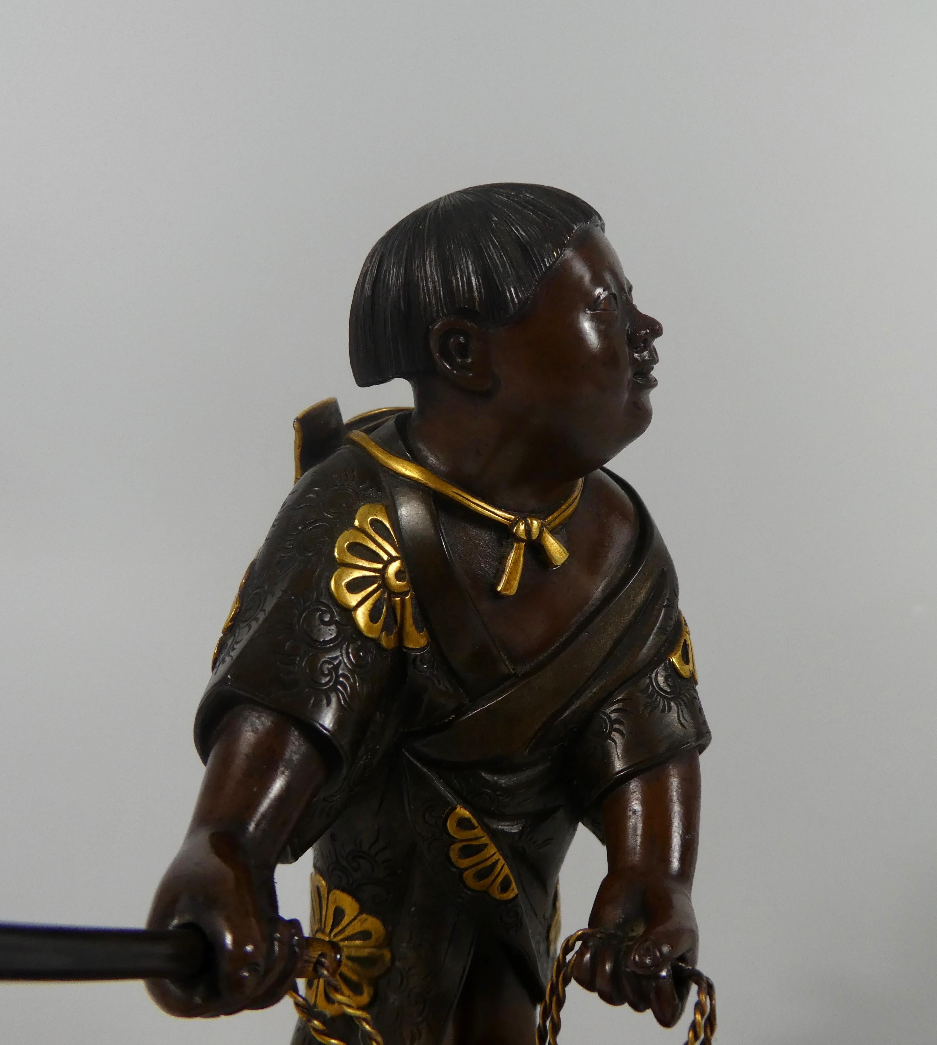Japanese Gilt Bronze Okimono of a Boy, Miyao Eisuke, Meiji Period 7