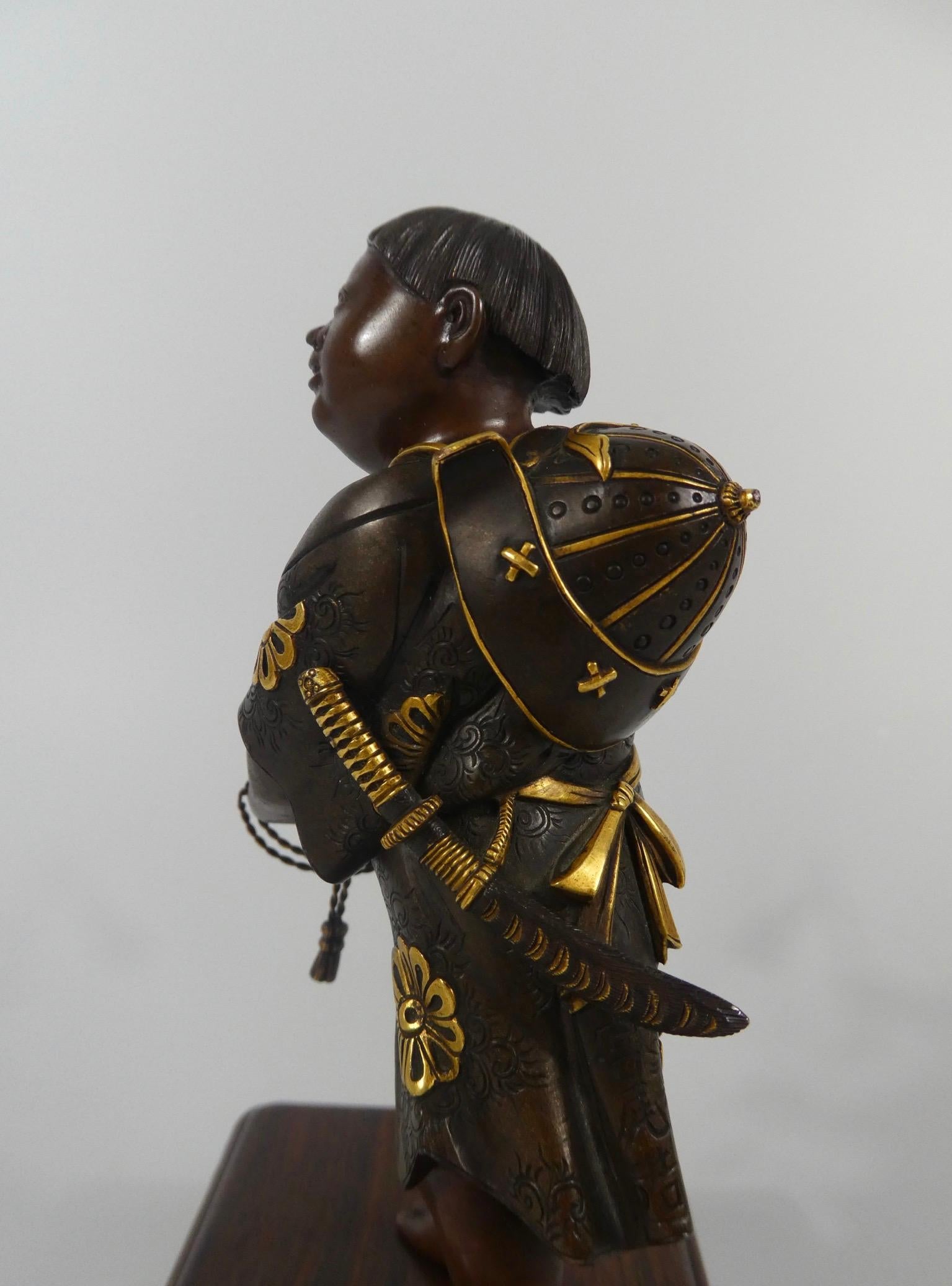 19th Century Japanese Gilt Bronze Okimono of a Boy, Miyao Eisuke, Meiji Period