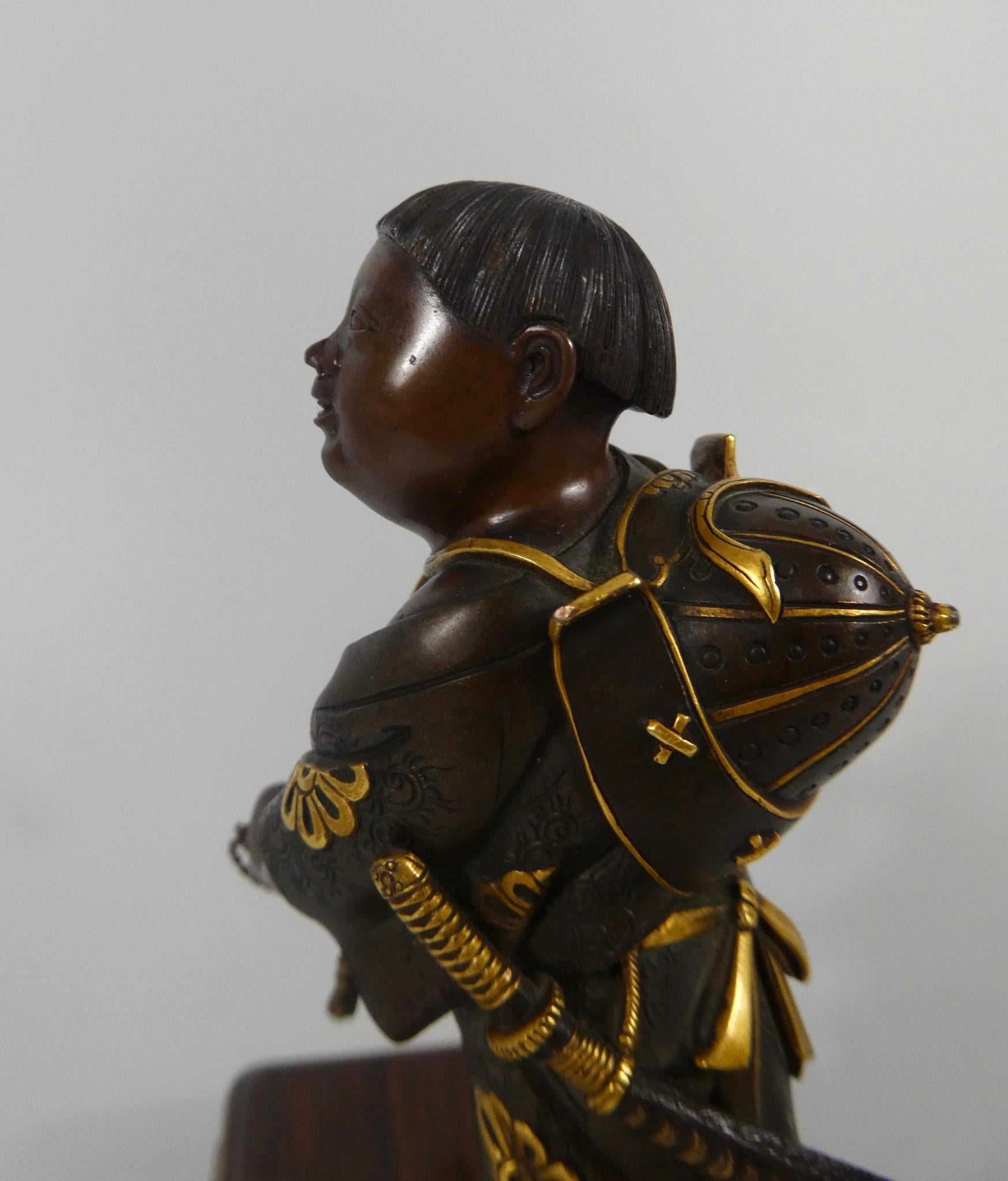 Japanese Gilt Bronze Okimono of a Boy, Miyao Eisuke, Meiji Period 1